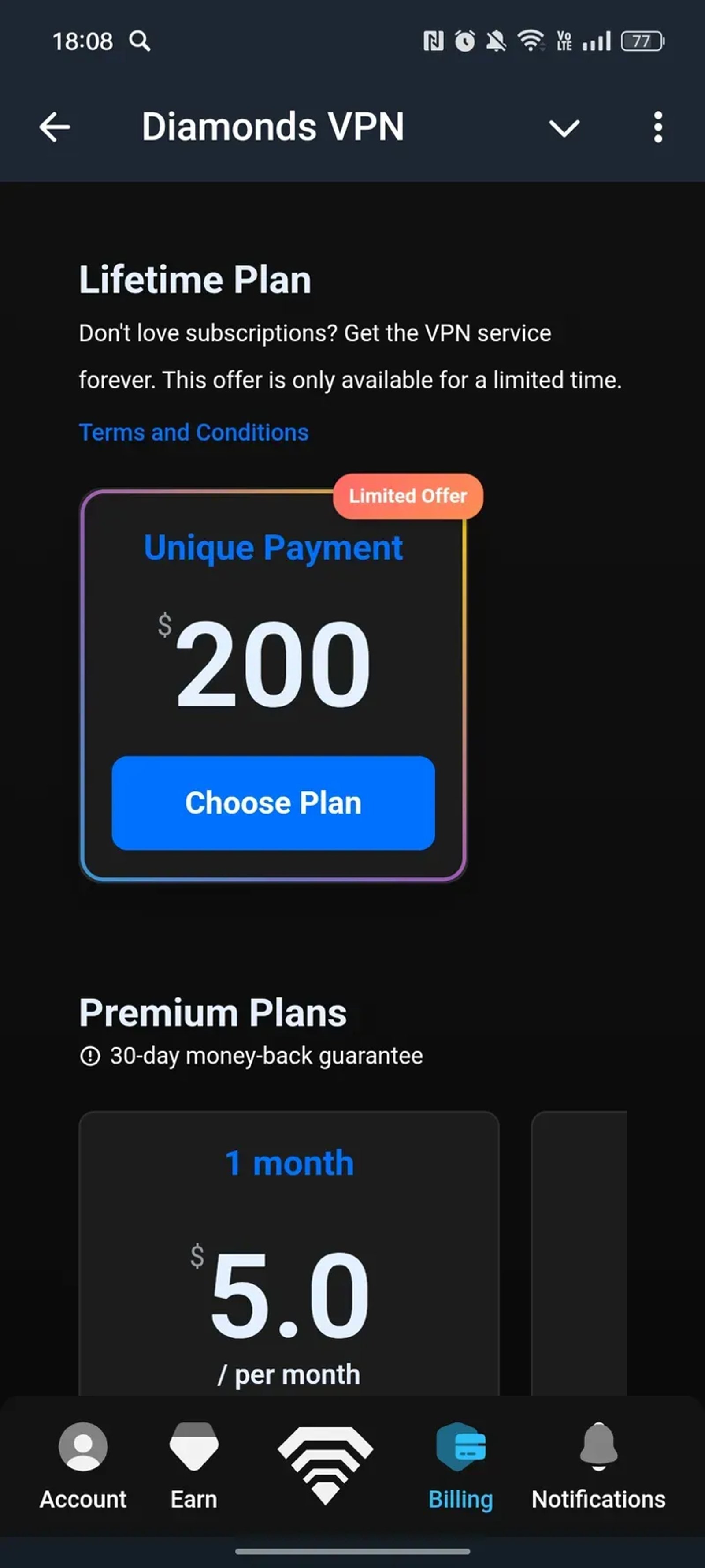 Diamonds VPN в Телеграм — скриншот 4