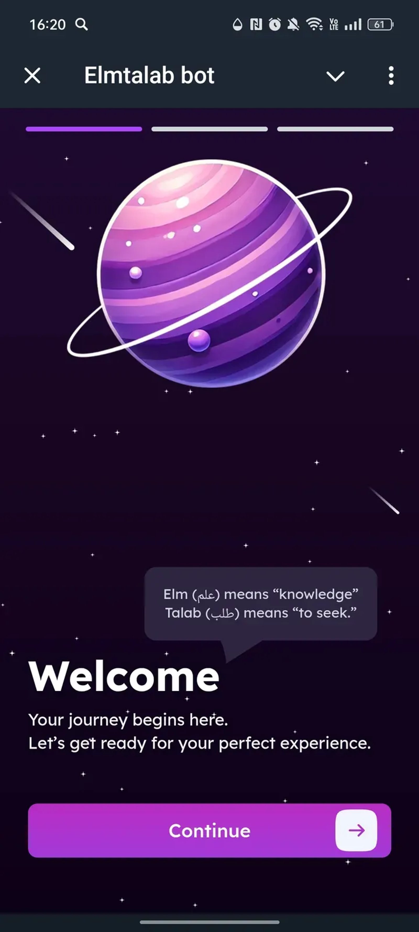 Elmtalab bot в Телеграм — скриншот 1