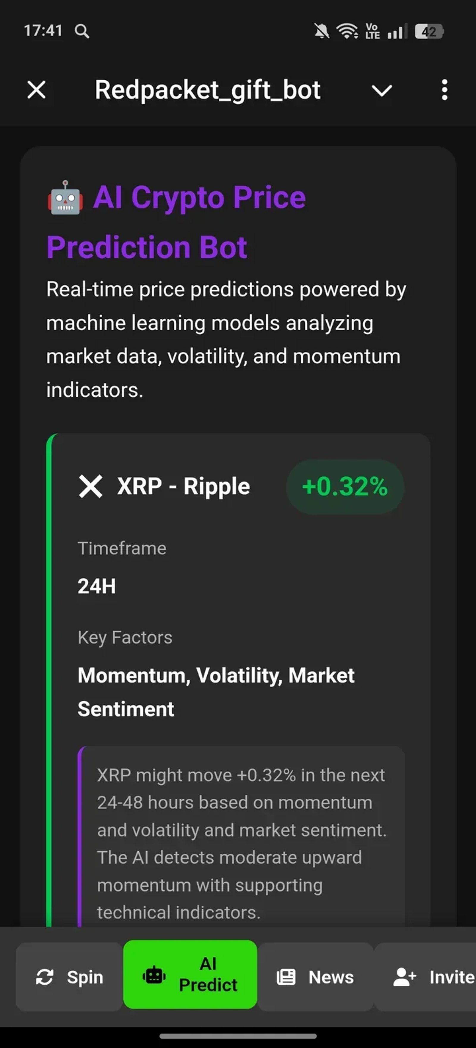 Redpacket_gift_bot в Telegram — скриншот 2