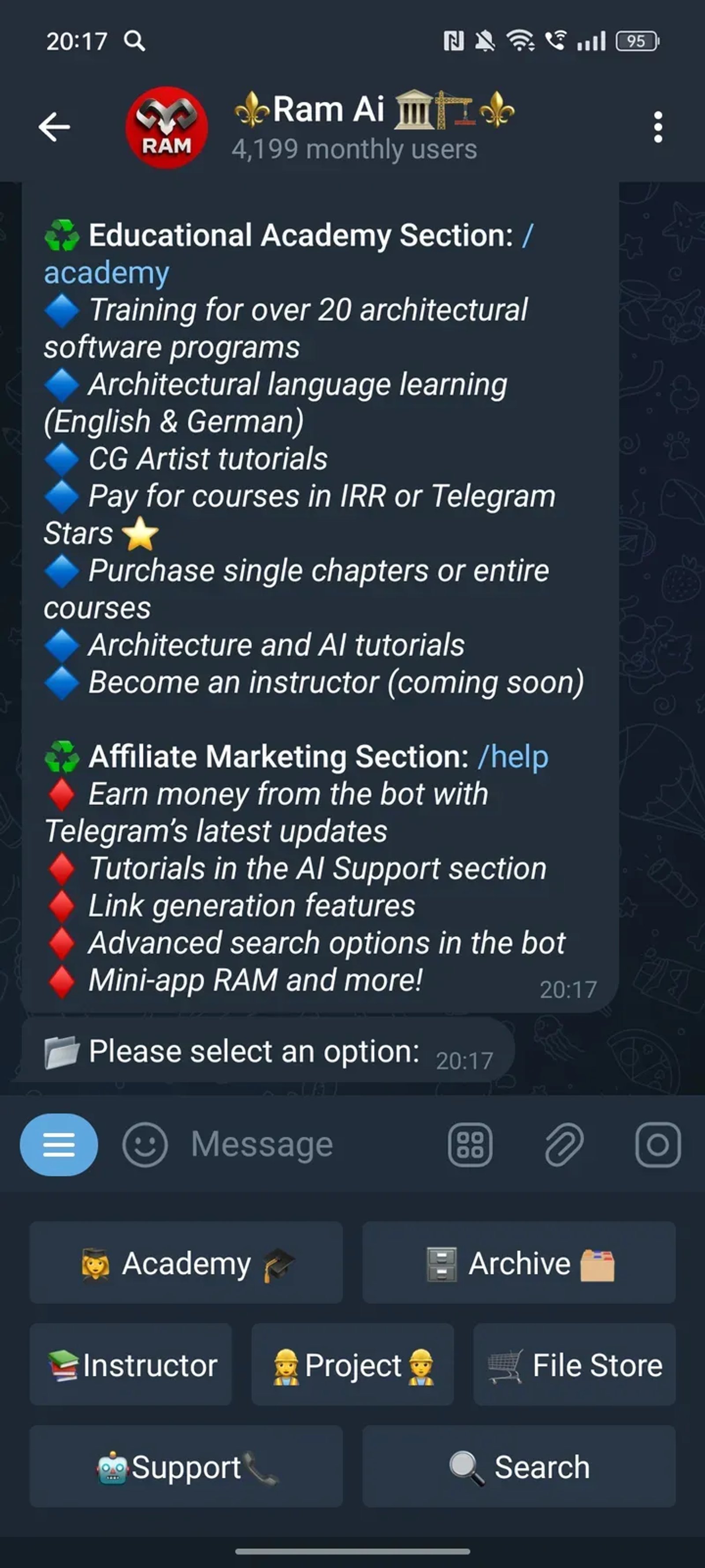 ⚜️Ram Ai 🏛🏗⚜️ в Телеграм — скриншот 3
