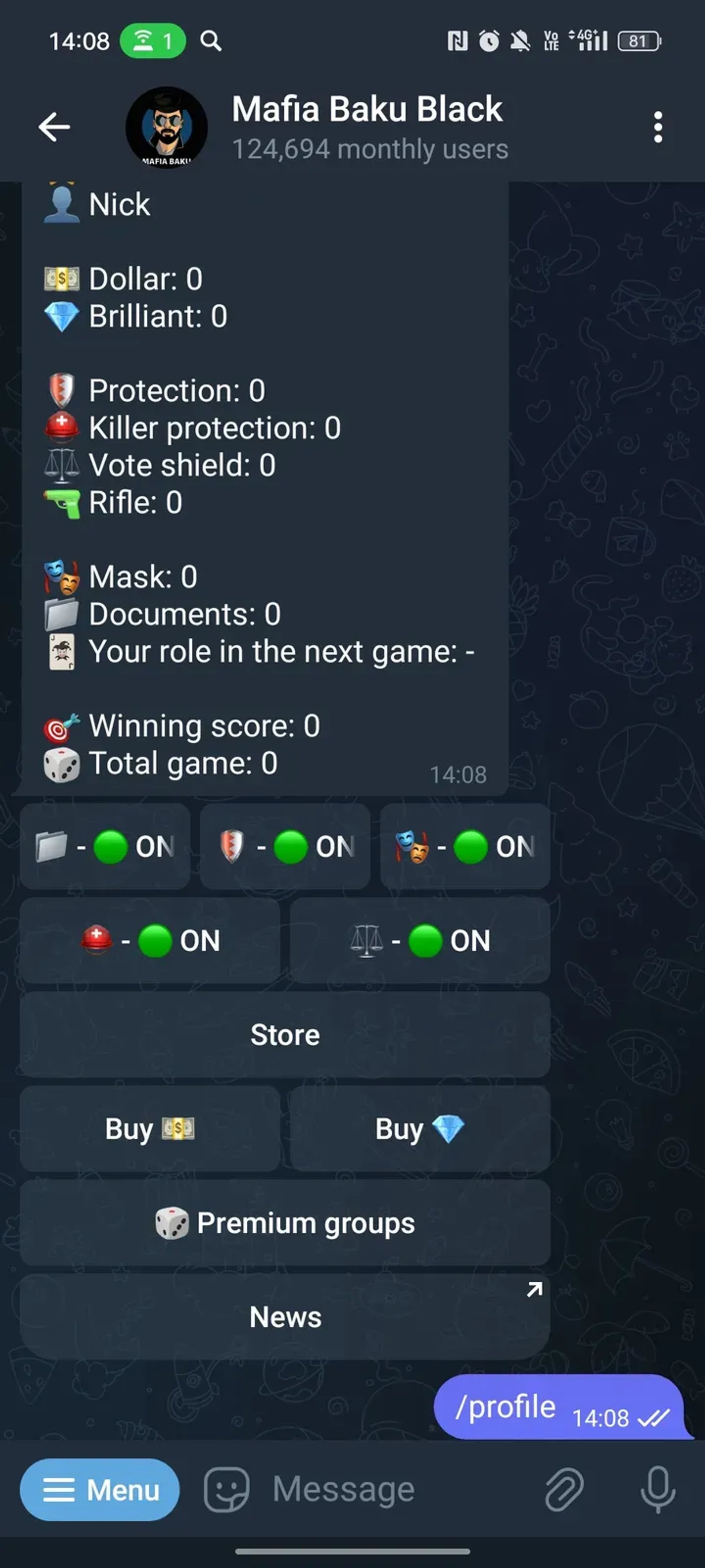Mafia Baku Black в Телеграм — скриншот 3