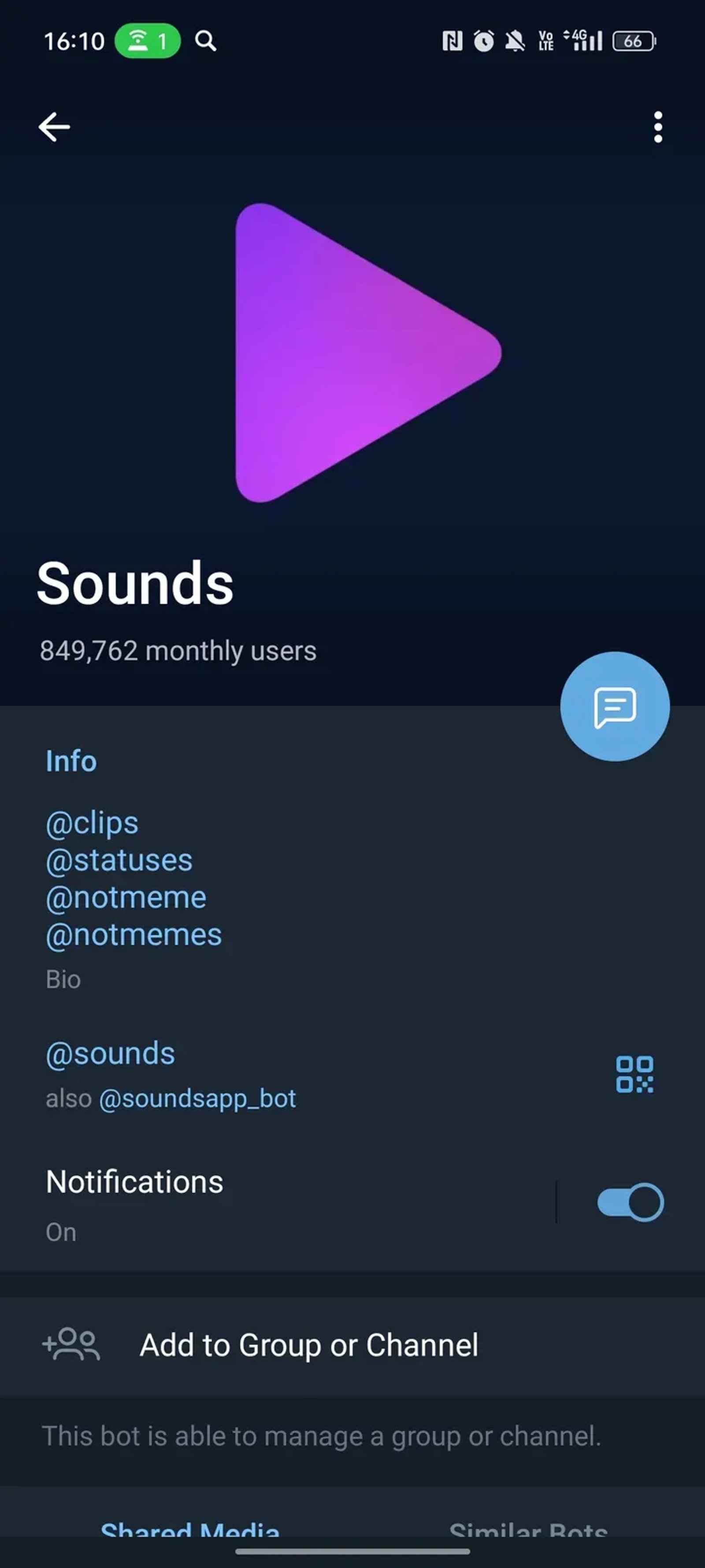 Sounds в Телеграм — скриншот 4