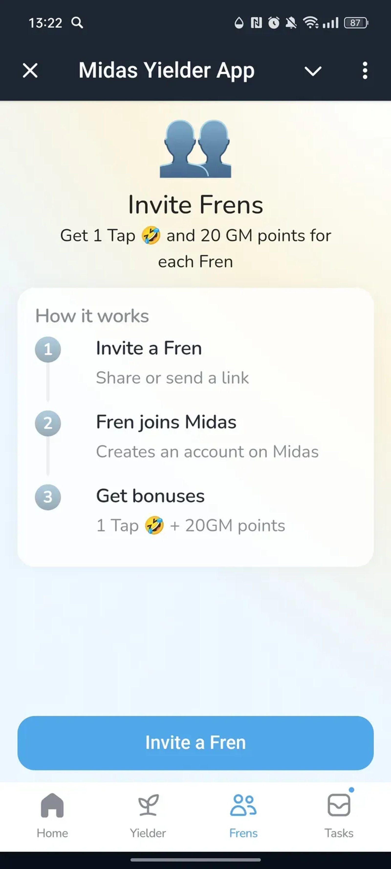 Midas Yielder App в Телеграм — скриншот 3