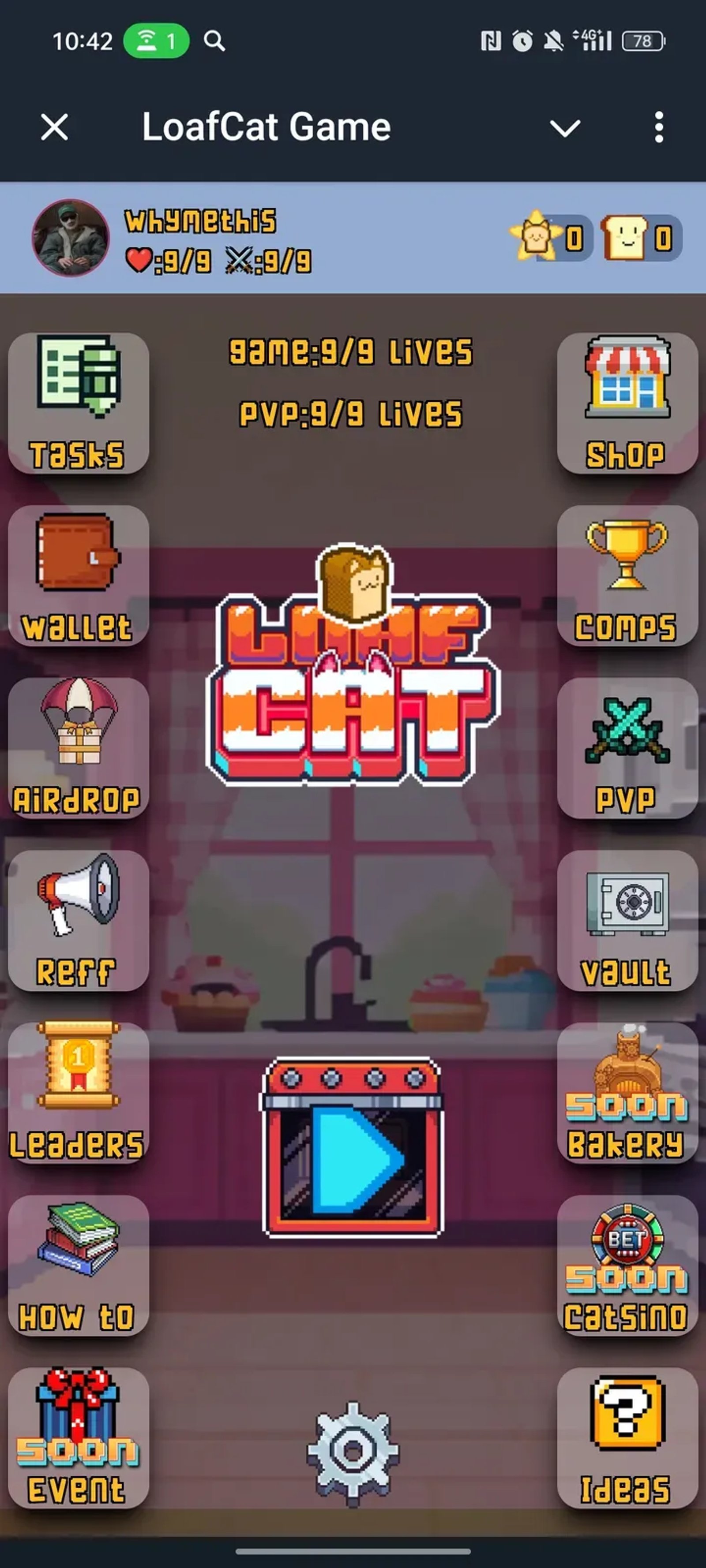 LoafCat Game в Телеграм — скриншот 1