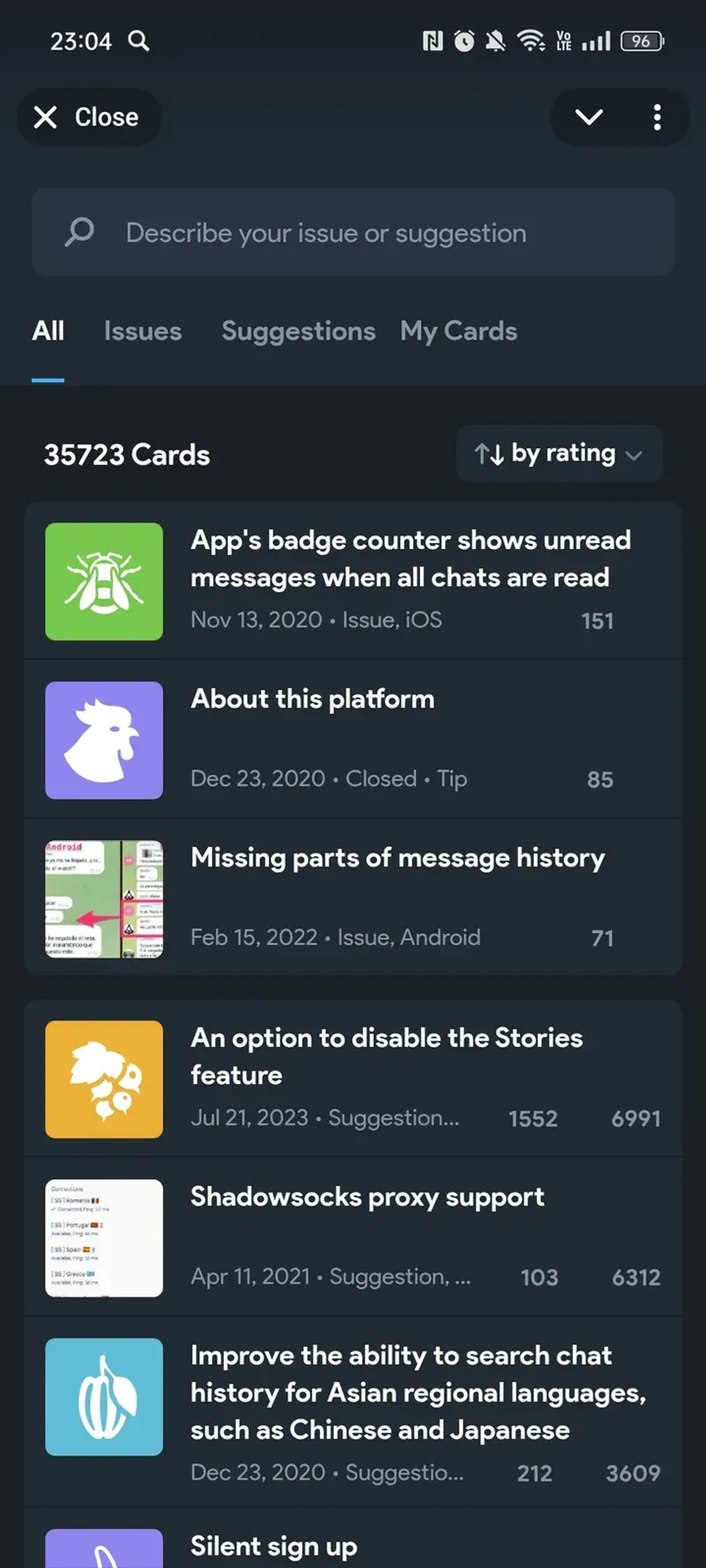Bugs and Suggestions ✔ Telegram Screenshot 1