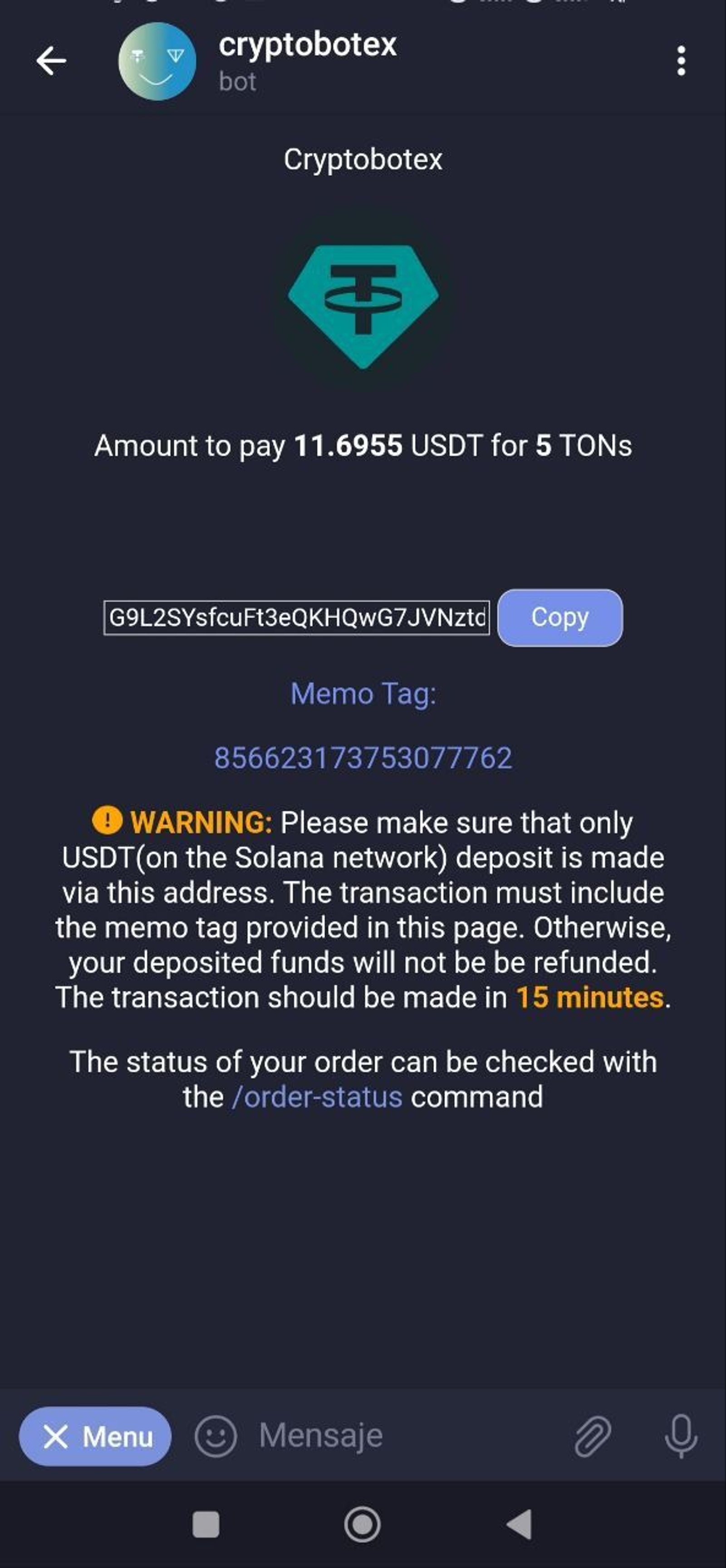 Cryptobotex в Телеграм — скриншот 3