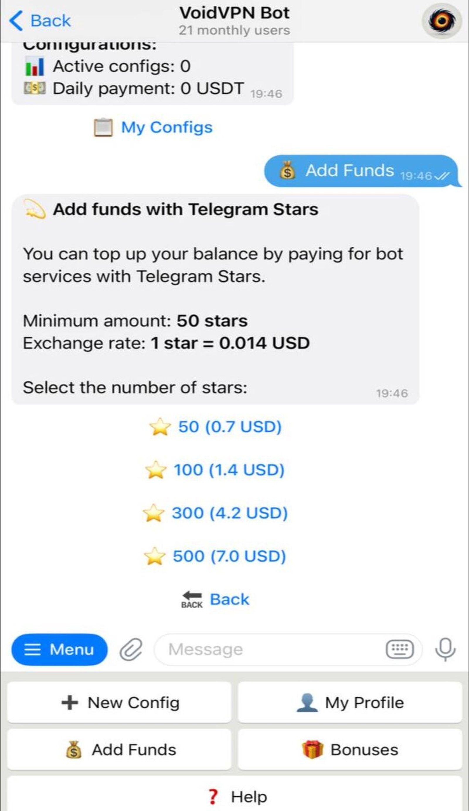 VoidVPN в Телеграм — скриншот 5