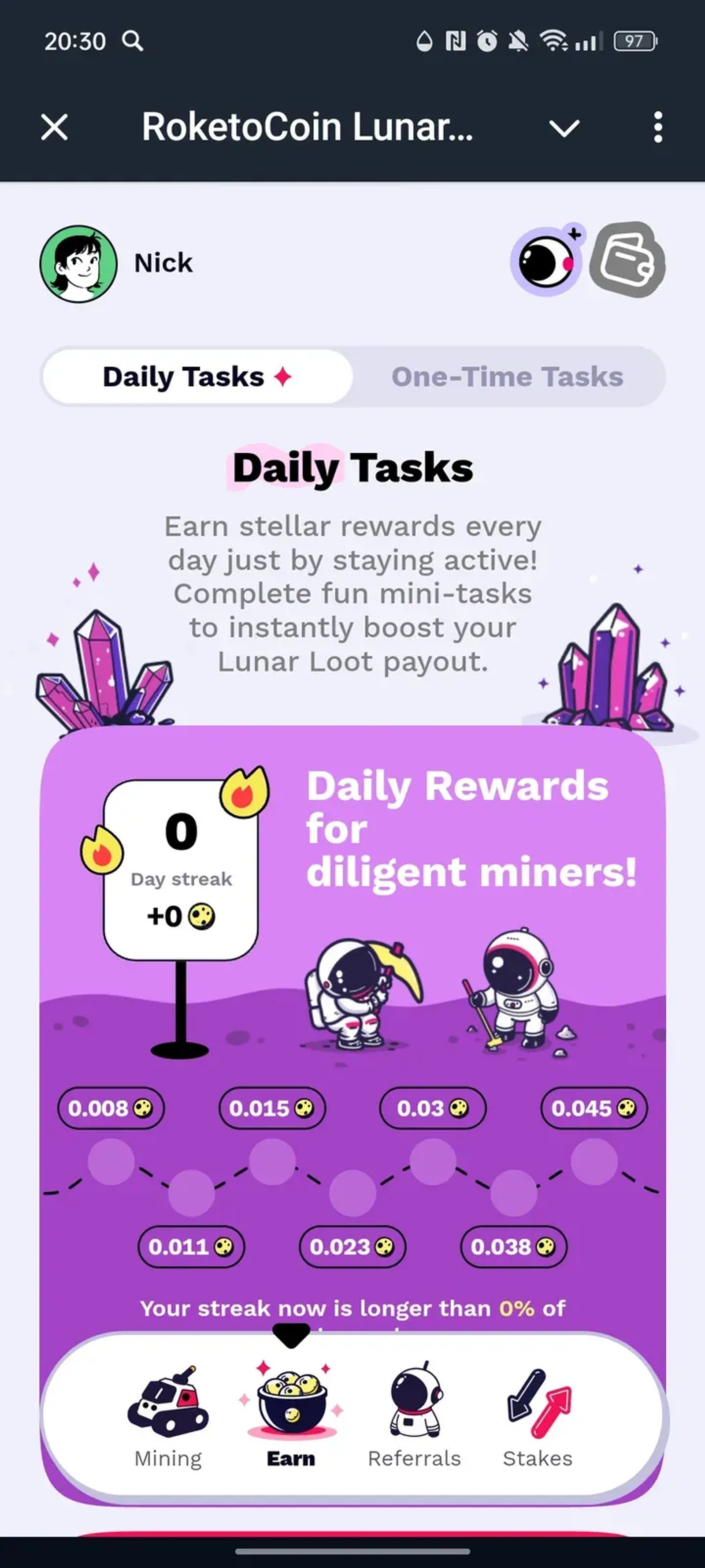 RoketoCoin Lunar Program в Телеграм — скриншот 2