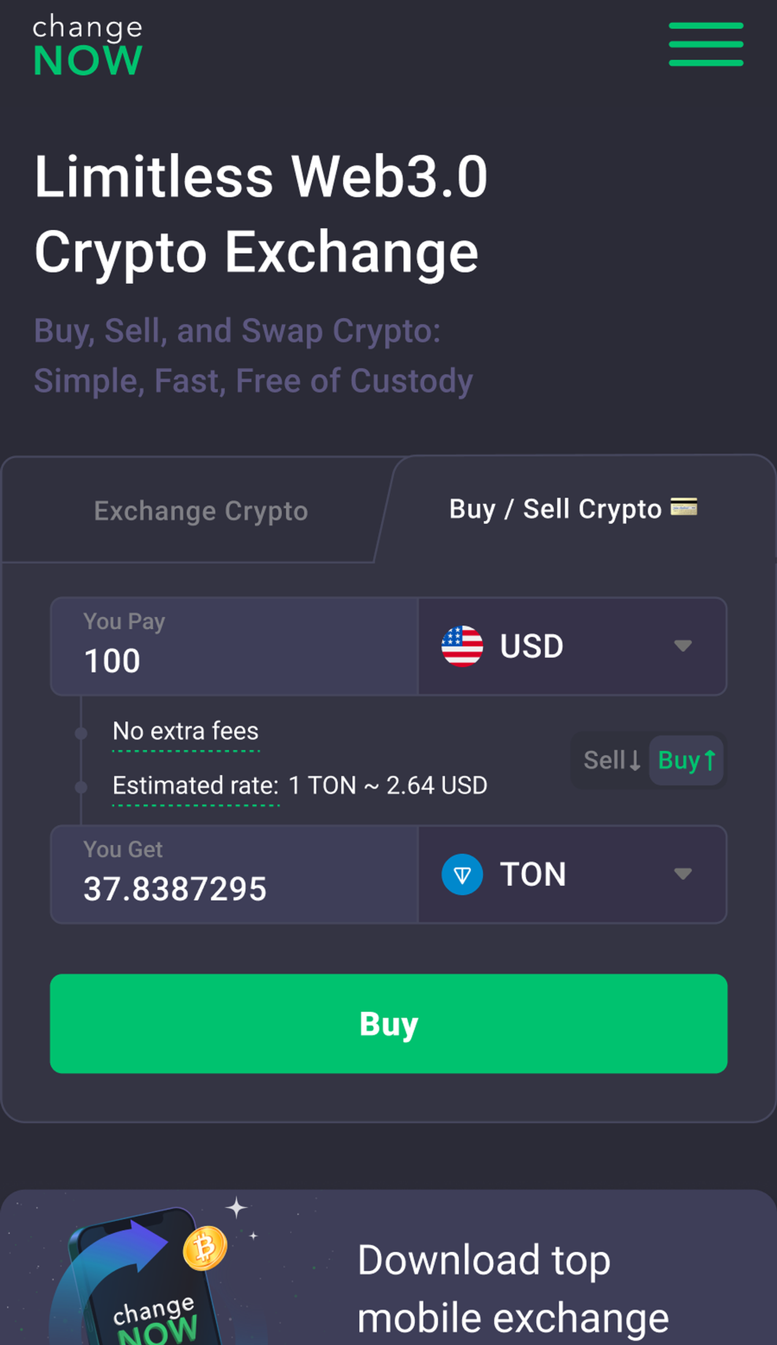 ChangeNOW в Телеграм — скриншот 2