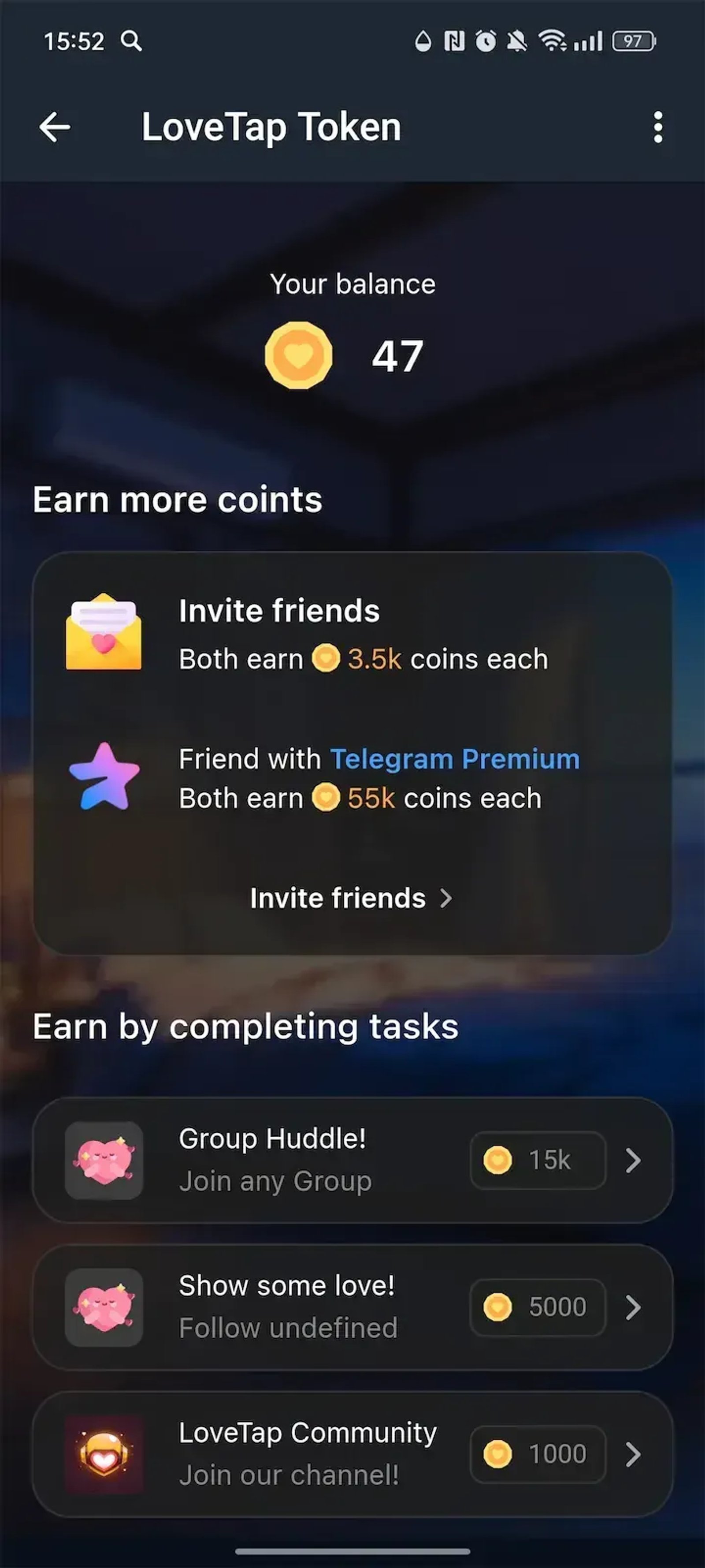 LoveTap Token в Телеграм — скриншот 2
