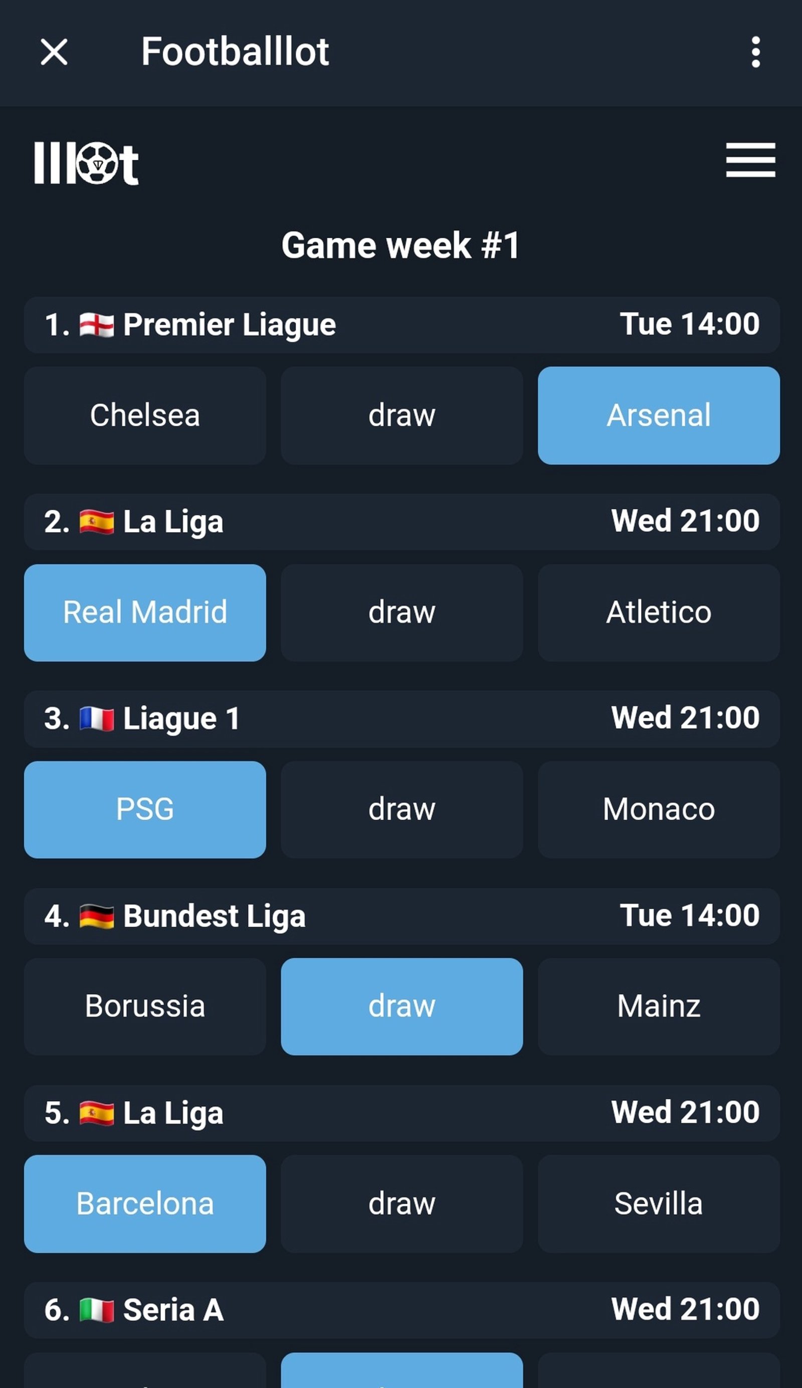 Footballlot в Телеграм — скриншот 3