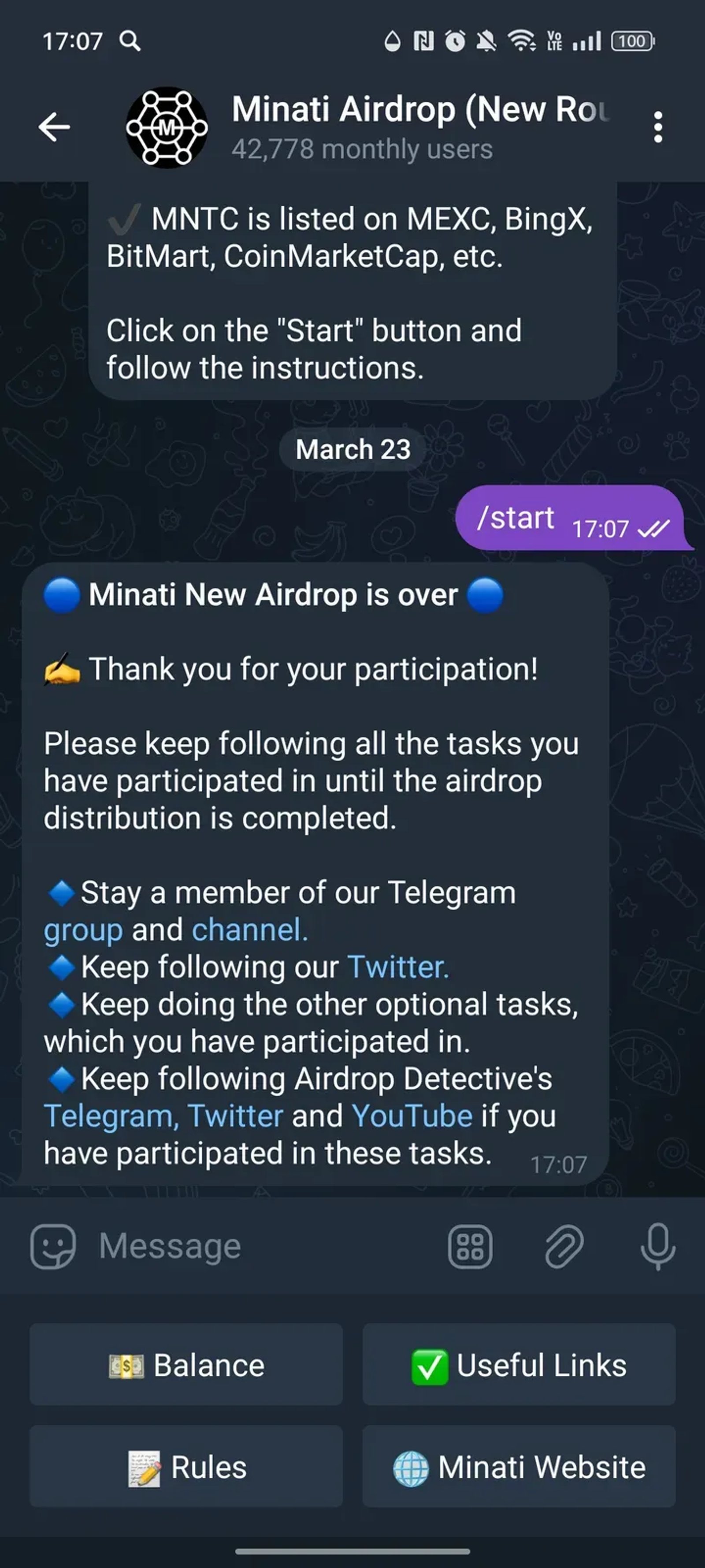 Minati Airdrop (New Round) в Телеграм — скриншот 3