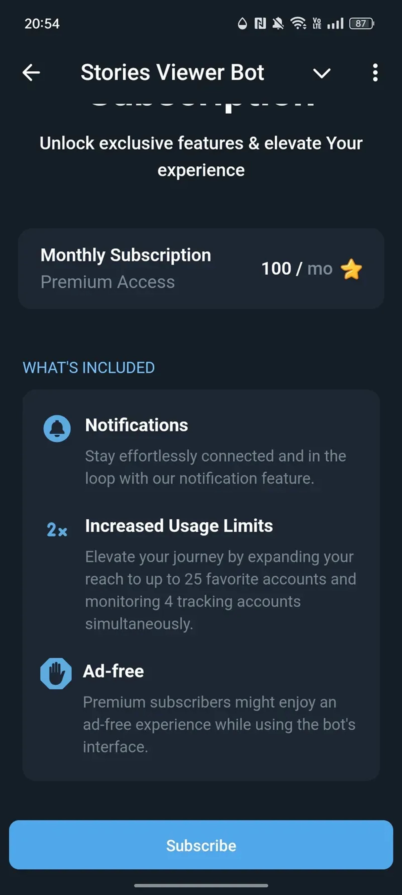 Stories Viewer Bot в Телеграм — скриншот 4