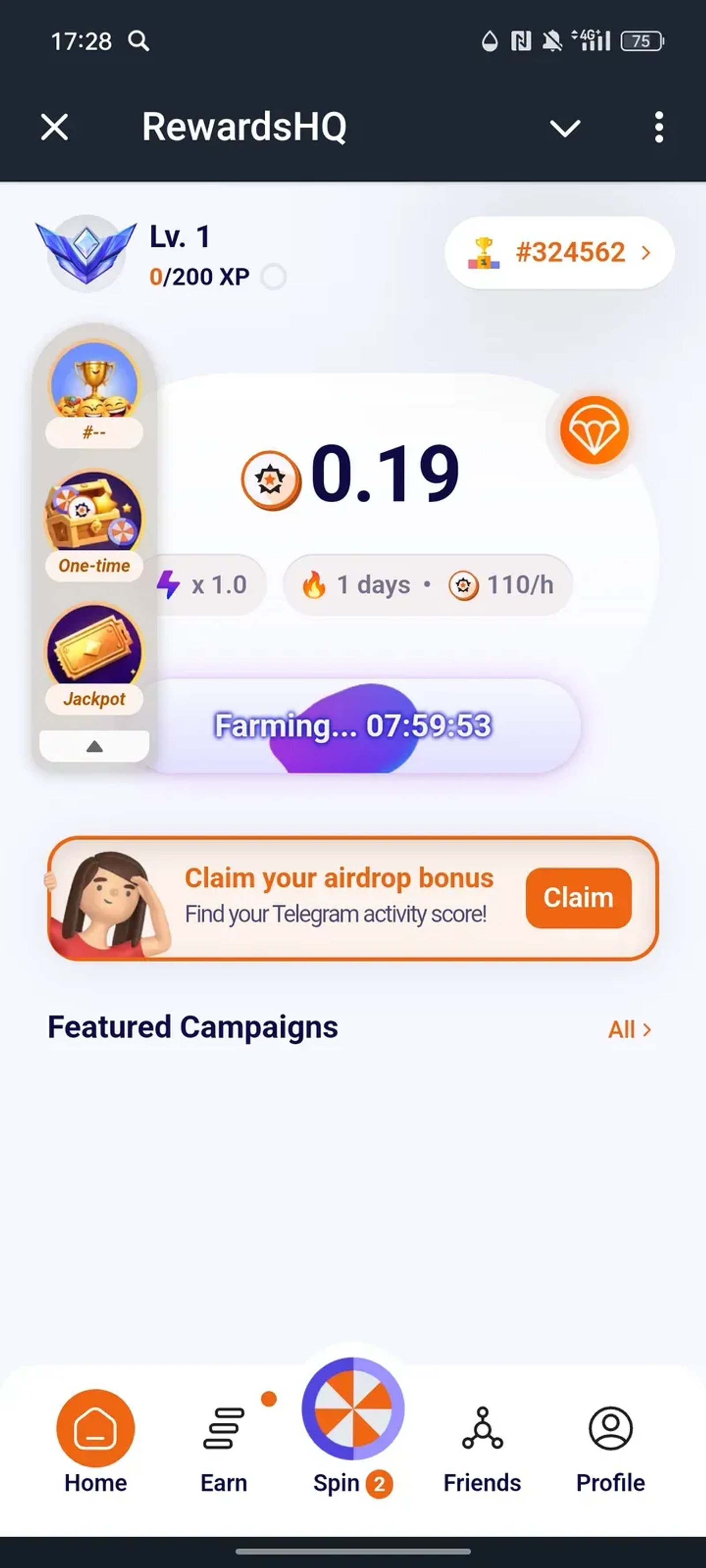 RewardsHQ в Телеграм — скриншот 1