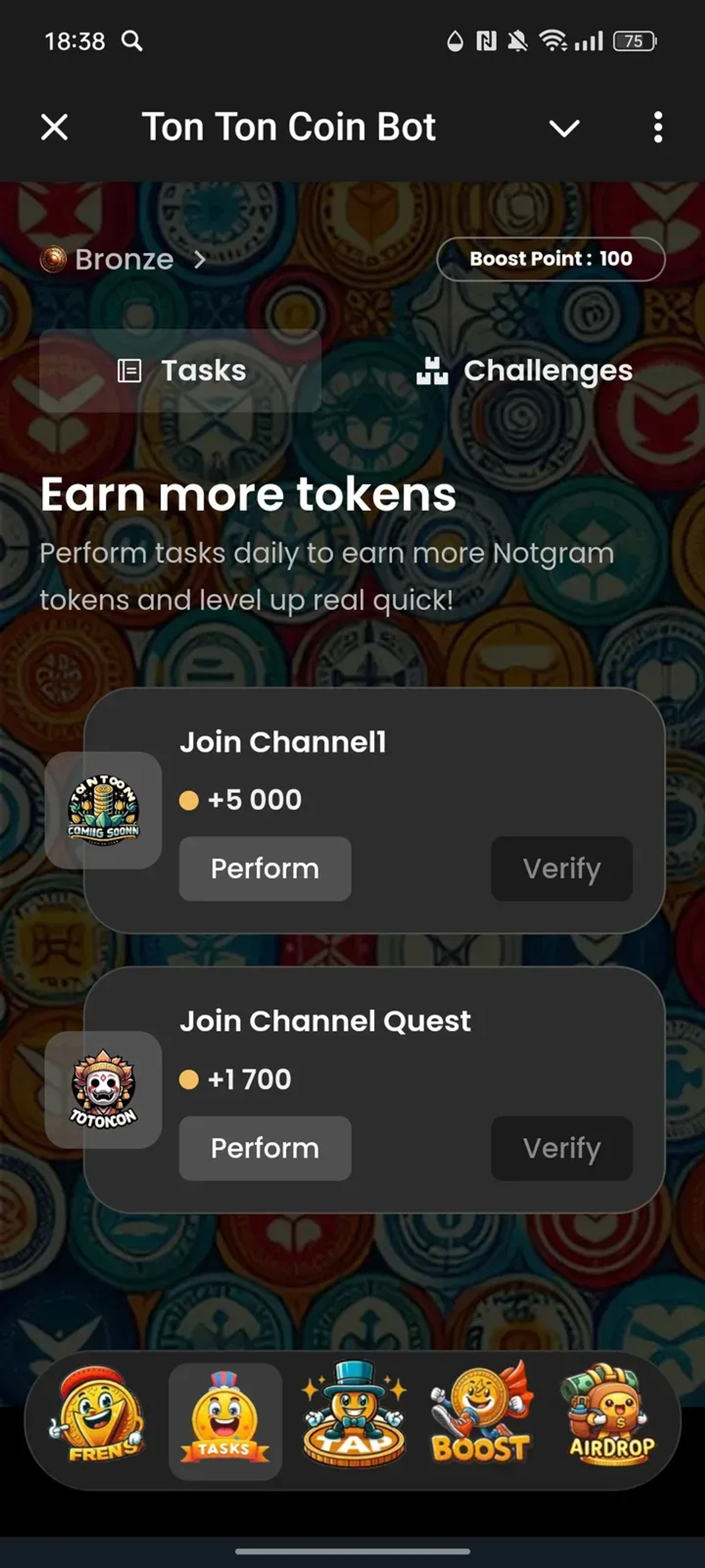 Ton Ton Coin Bot в Телеграм — скриншот 2
