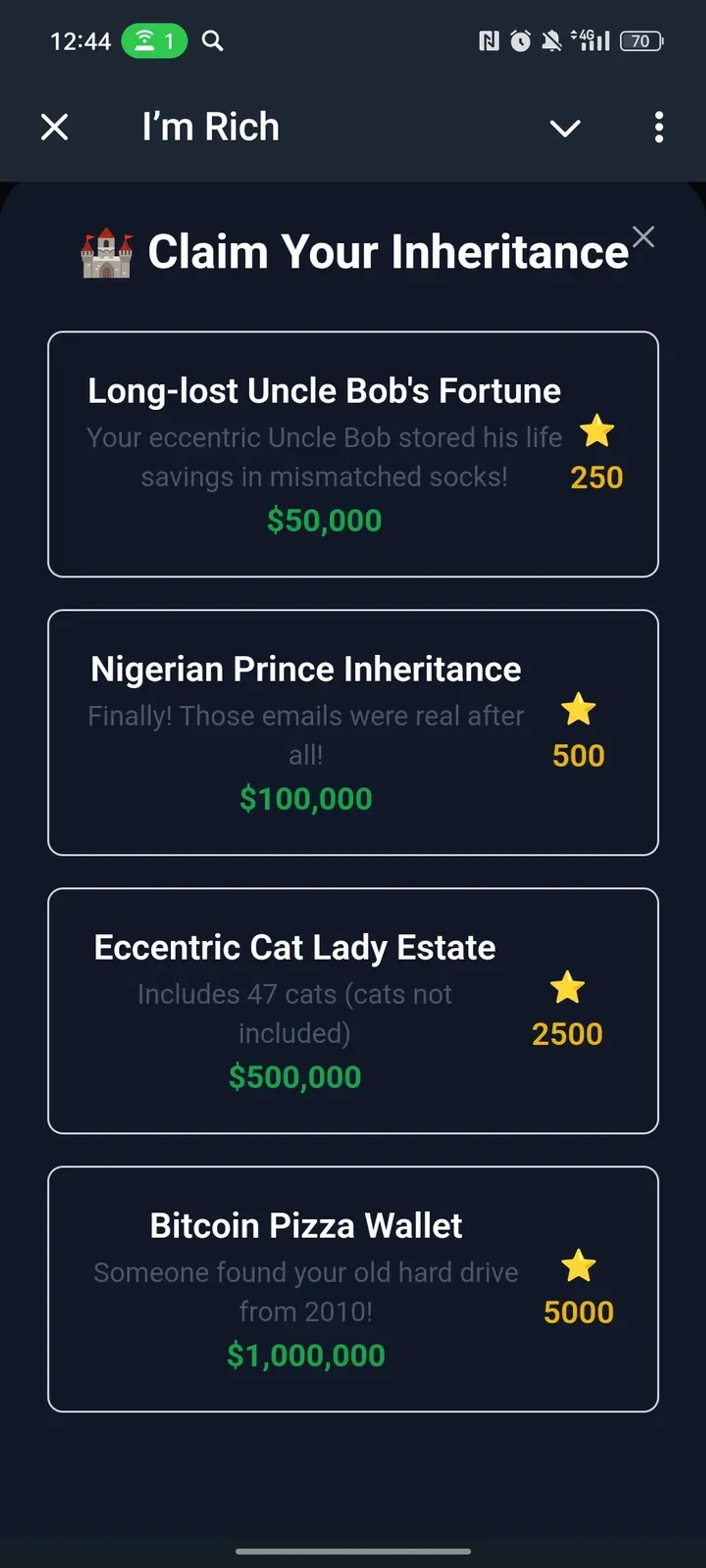 I’m Rich в Телеграм — скриншот 4