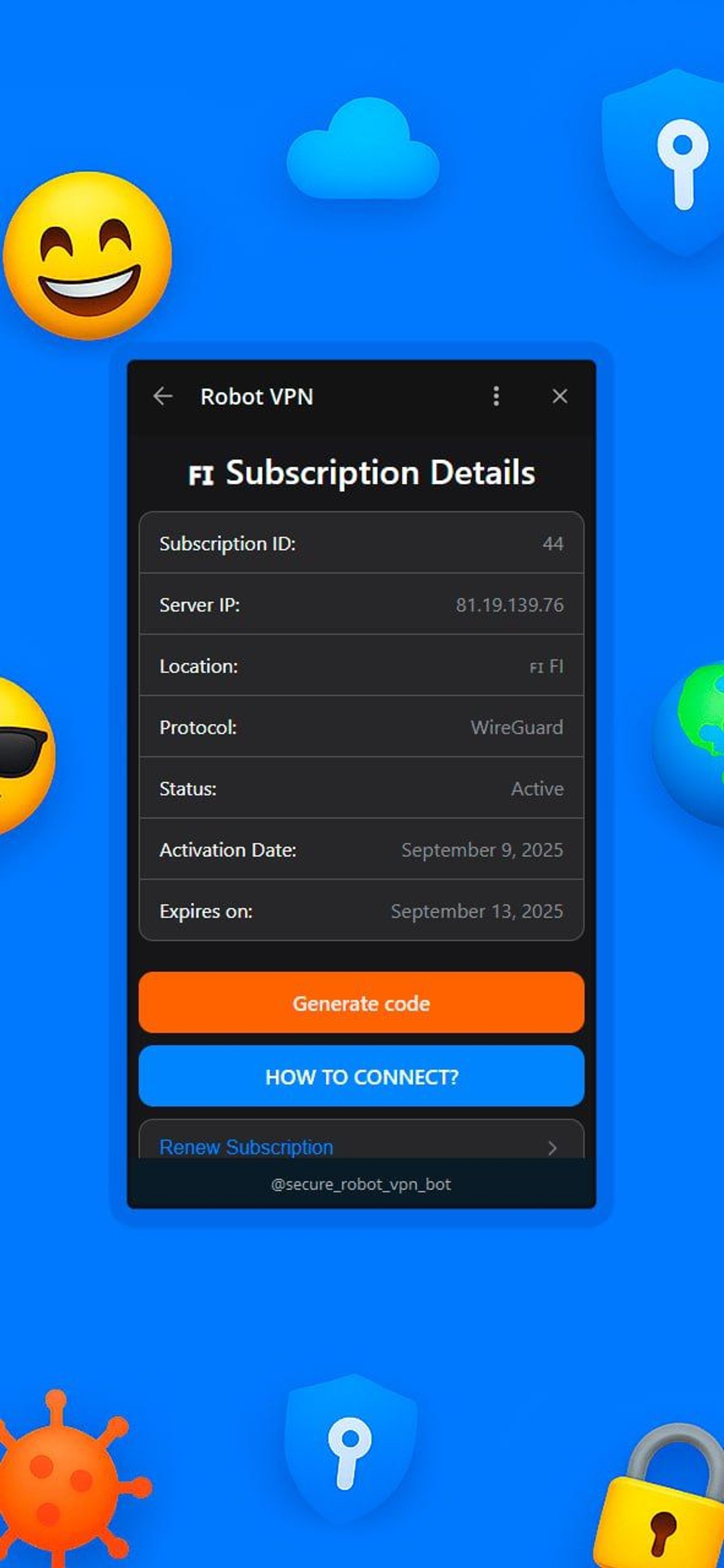 Robot VPN в Telegram — скриншот 4