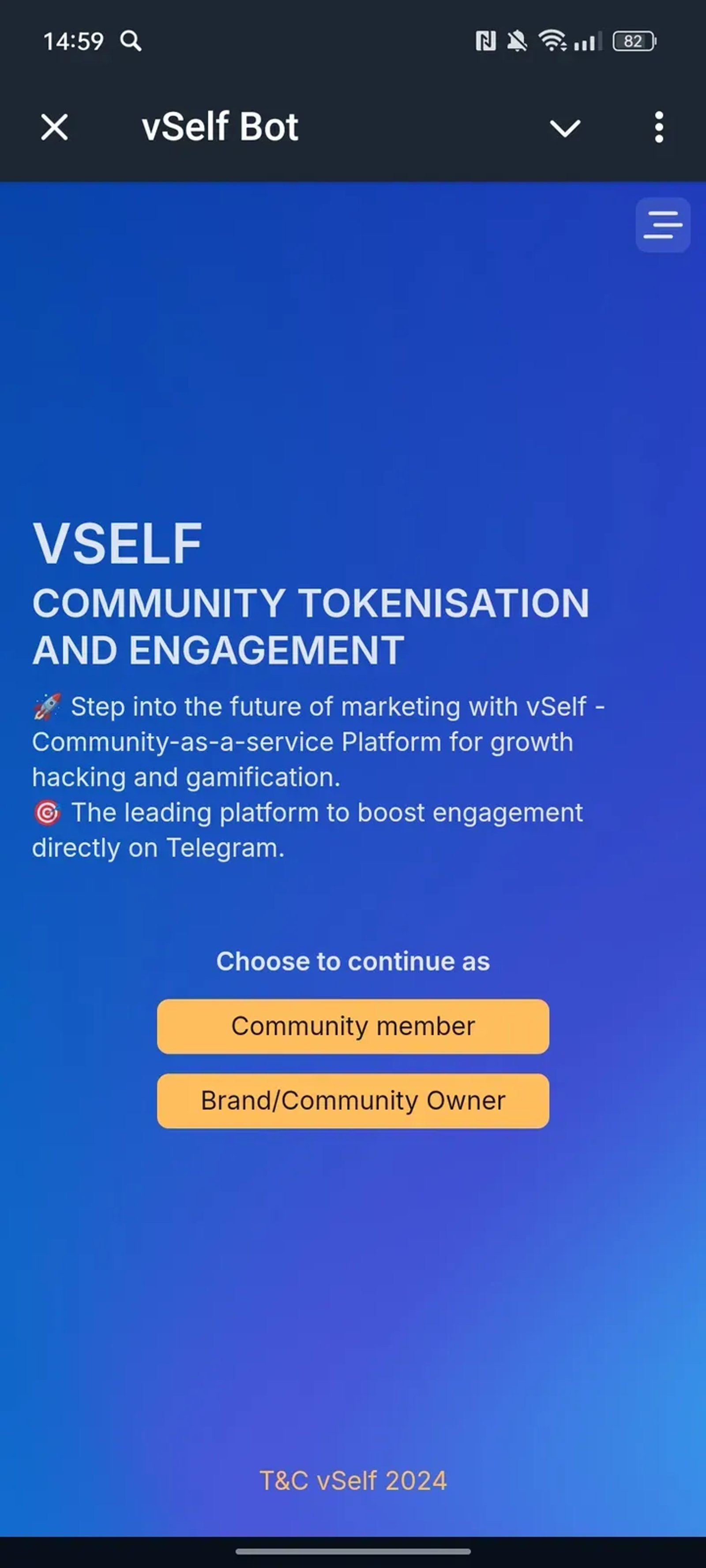vSelf Bot в Телеграм — скриншот 1