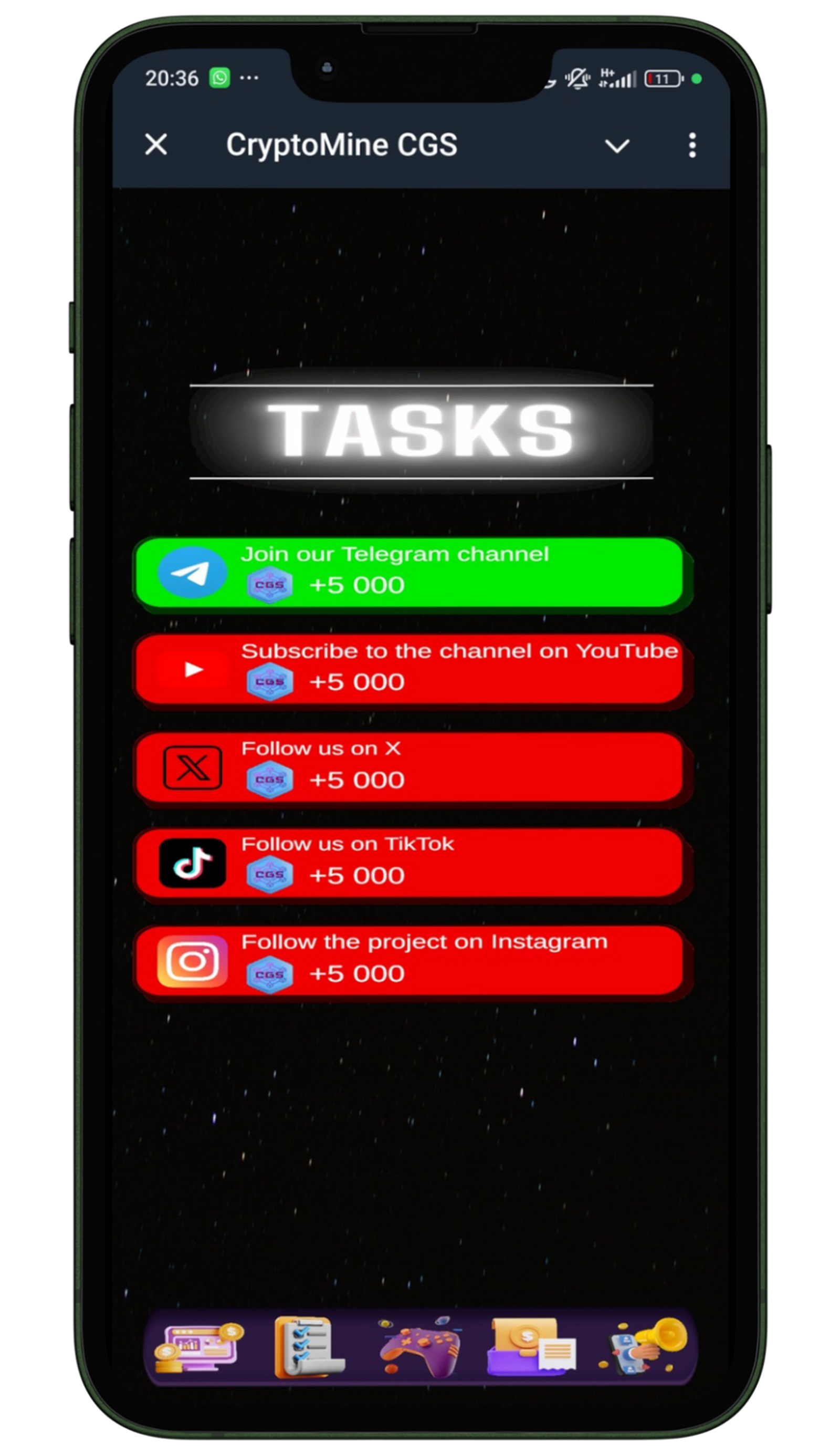 CryptoMine CGS в Телеграм — скриншот 4