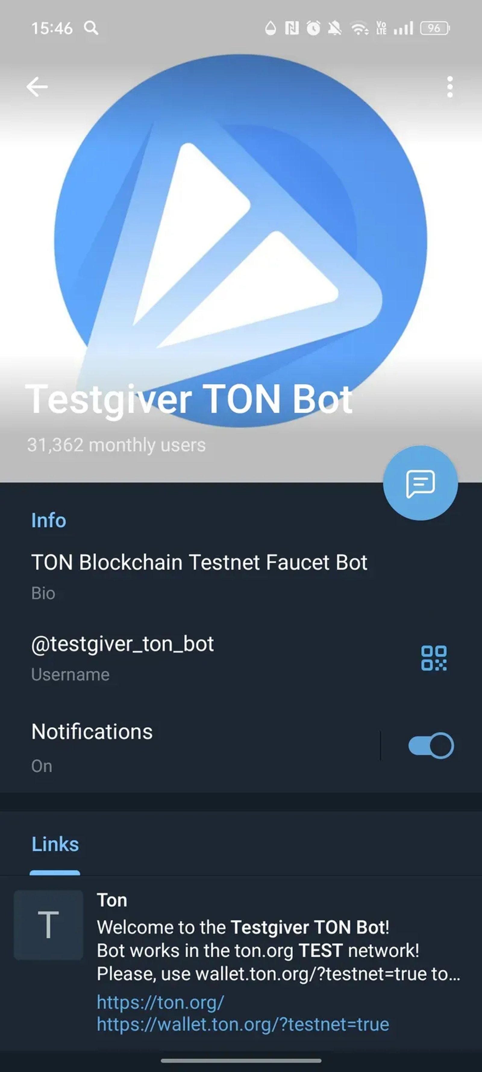 Testgiver TON Bot в Телеграм — скриншот 4