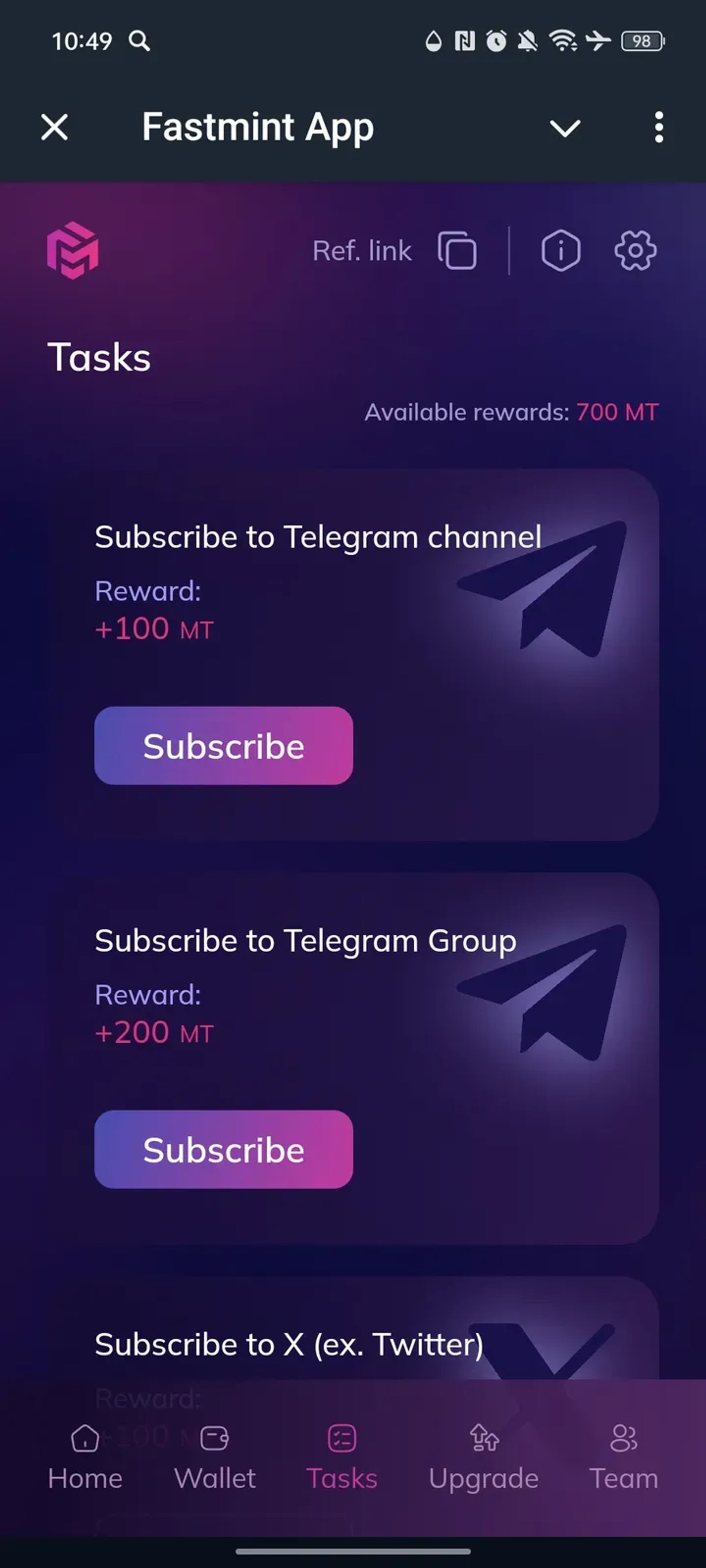 Fastmint App в Телеграм — скриншот 5