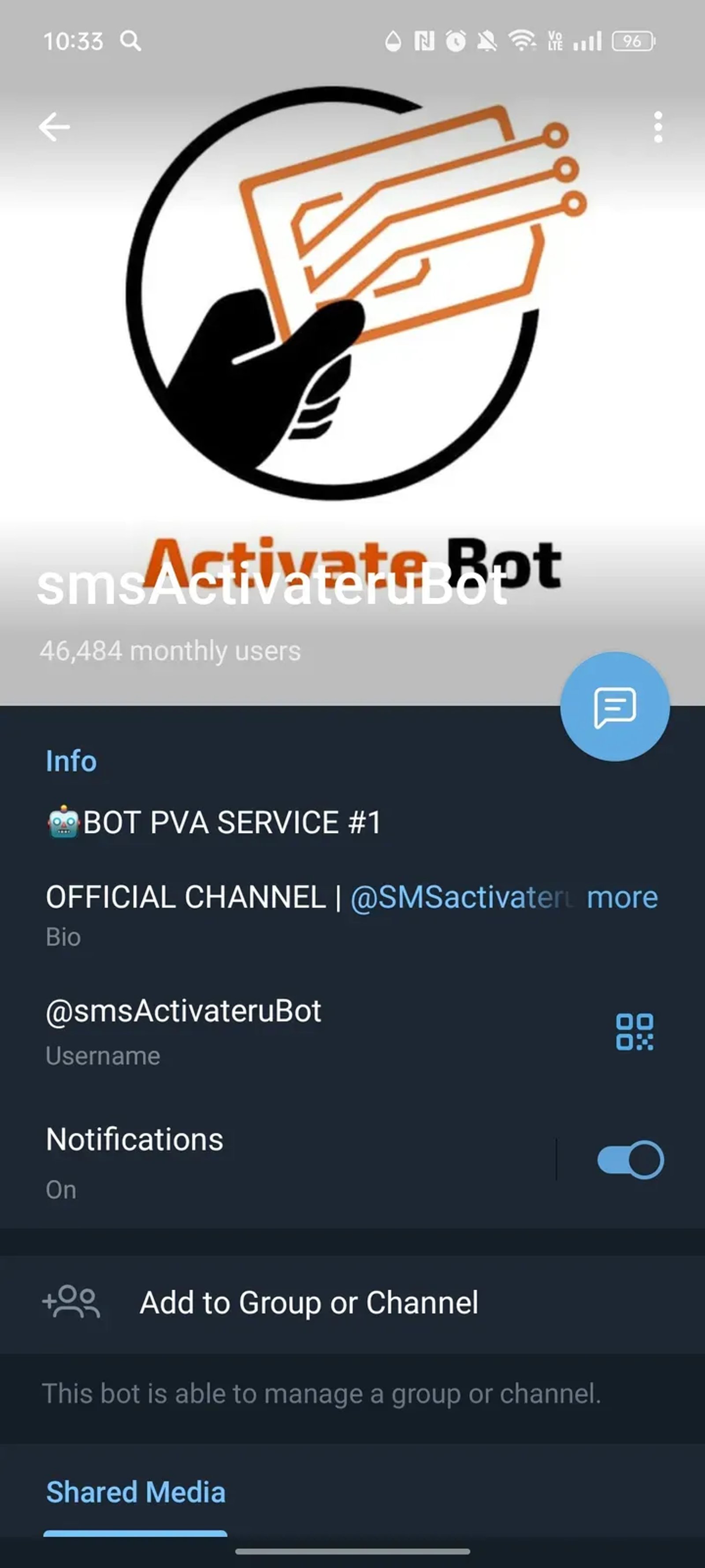 smsActivateruBot в Телеграм — скриншот 4