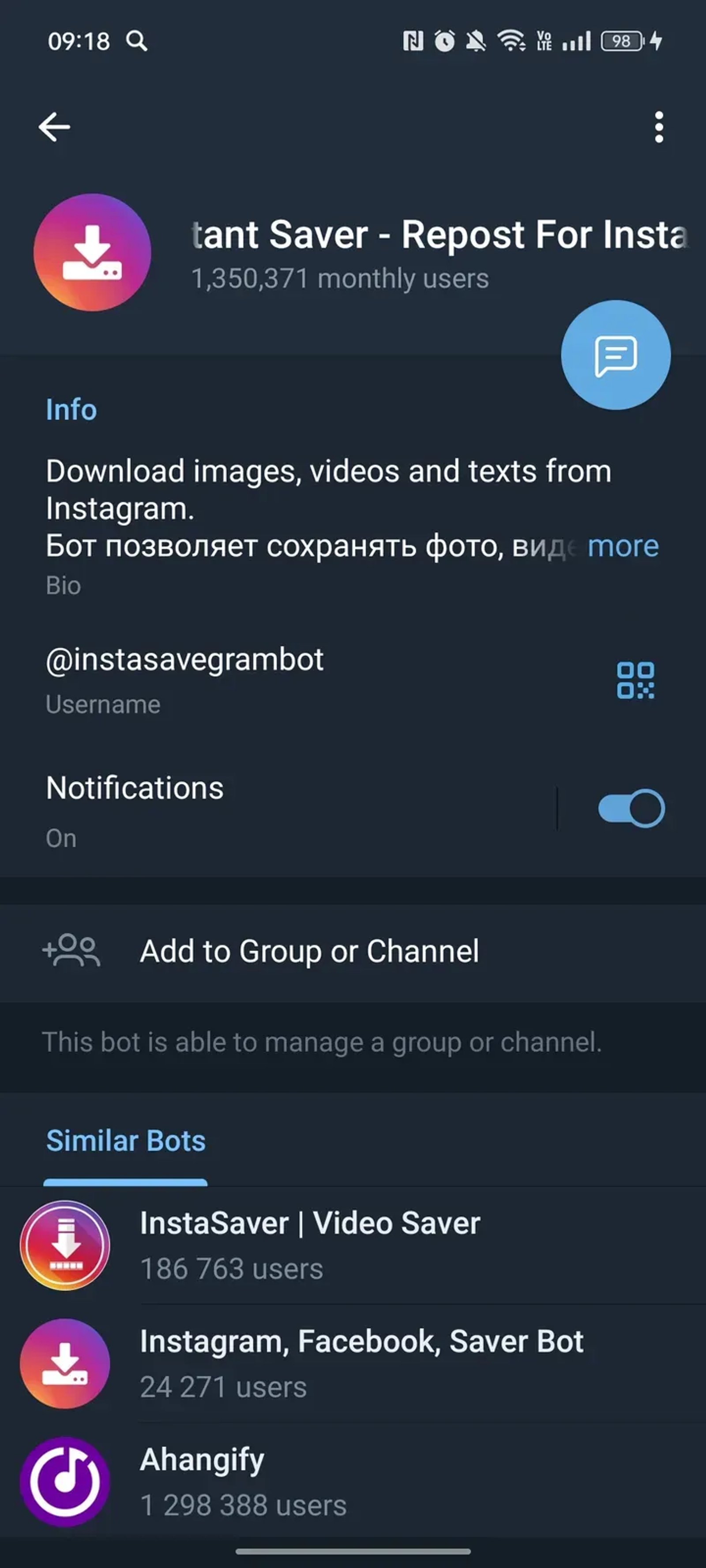 Instant Saver - Repost For Instagram в Телеграм — скриншот 4