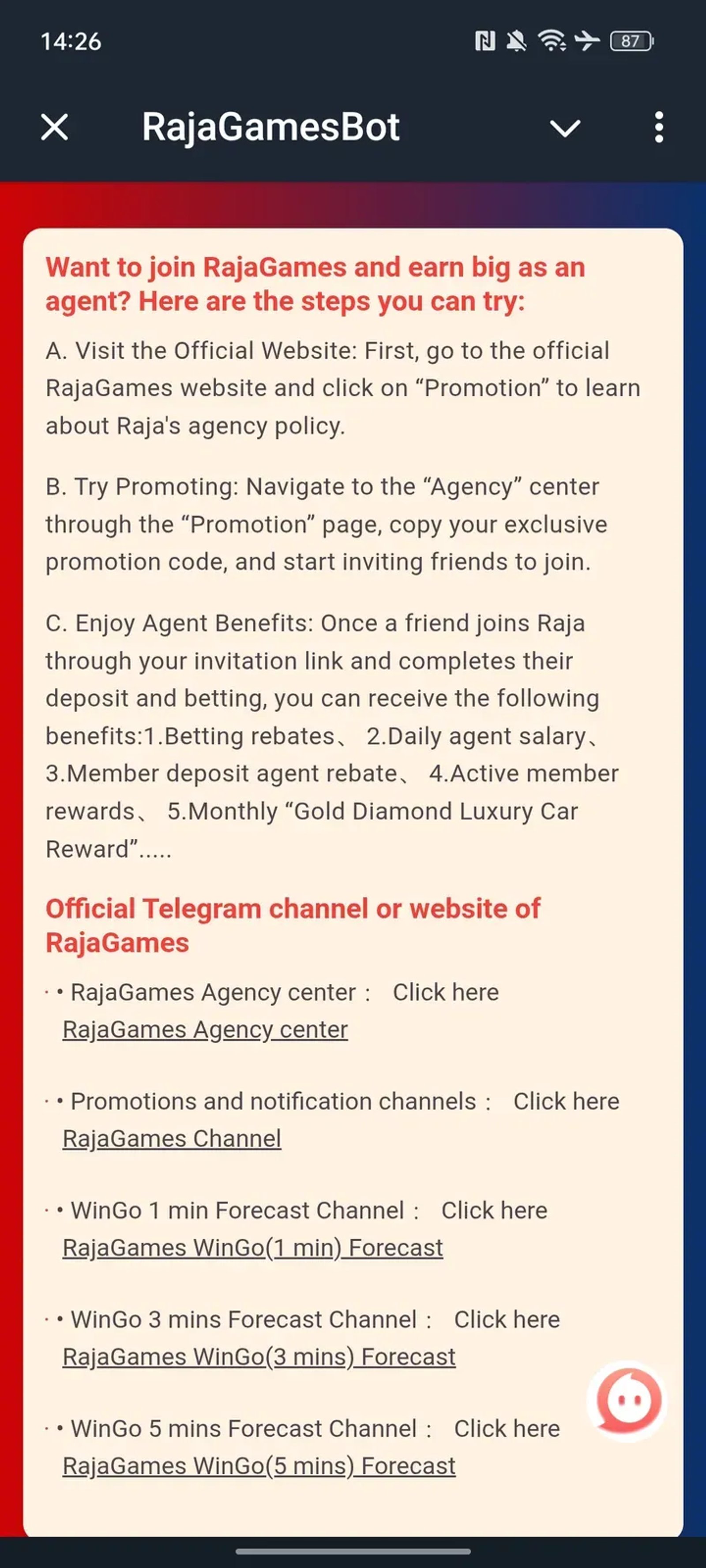 RajaGames в Телеграм — скриншот 3