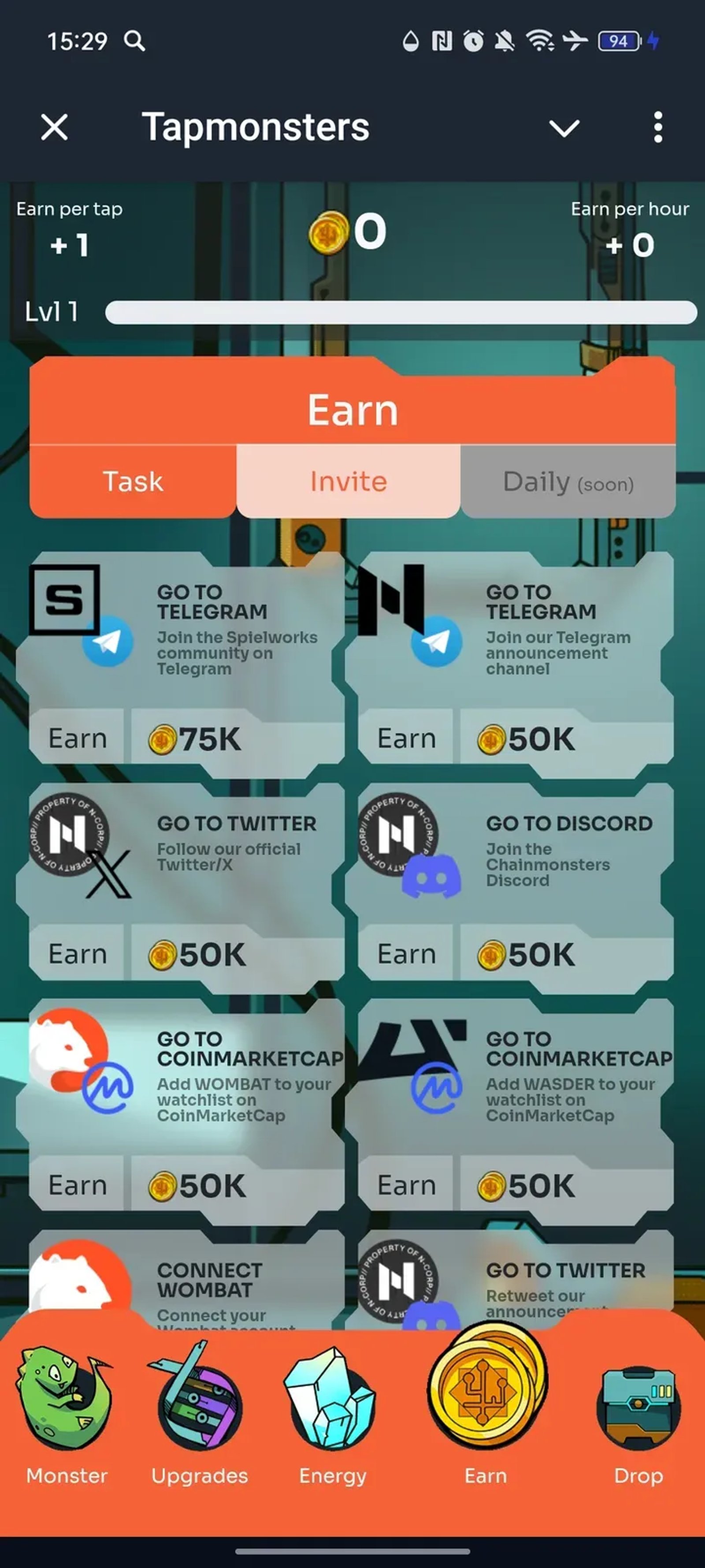 Tapmonsters в Телеграм — скриншот 4