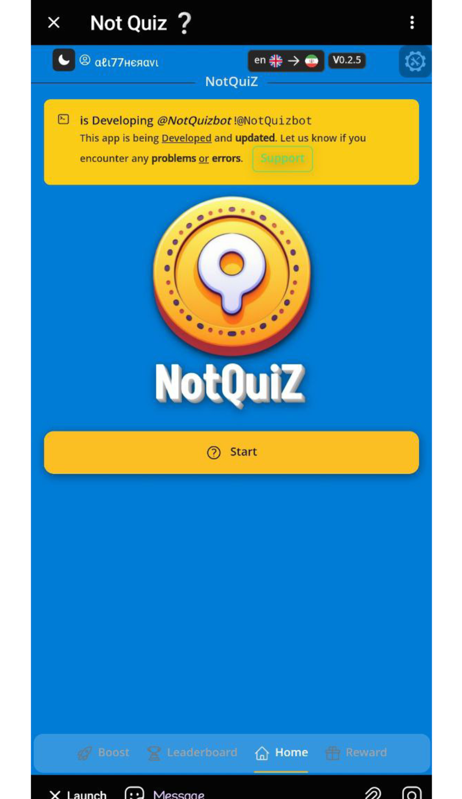Not Quiz в Телеграм — скриншот 1