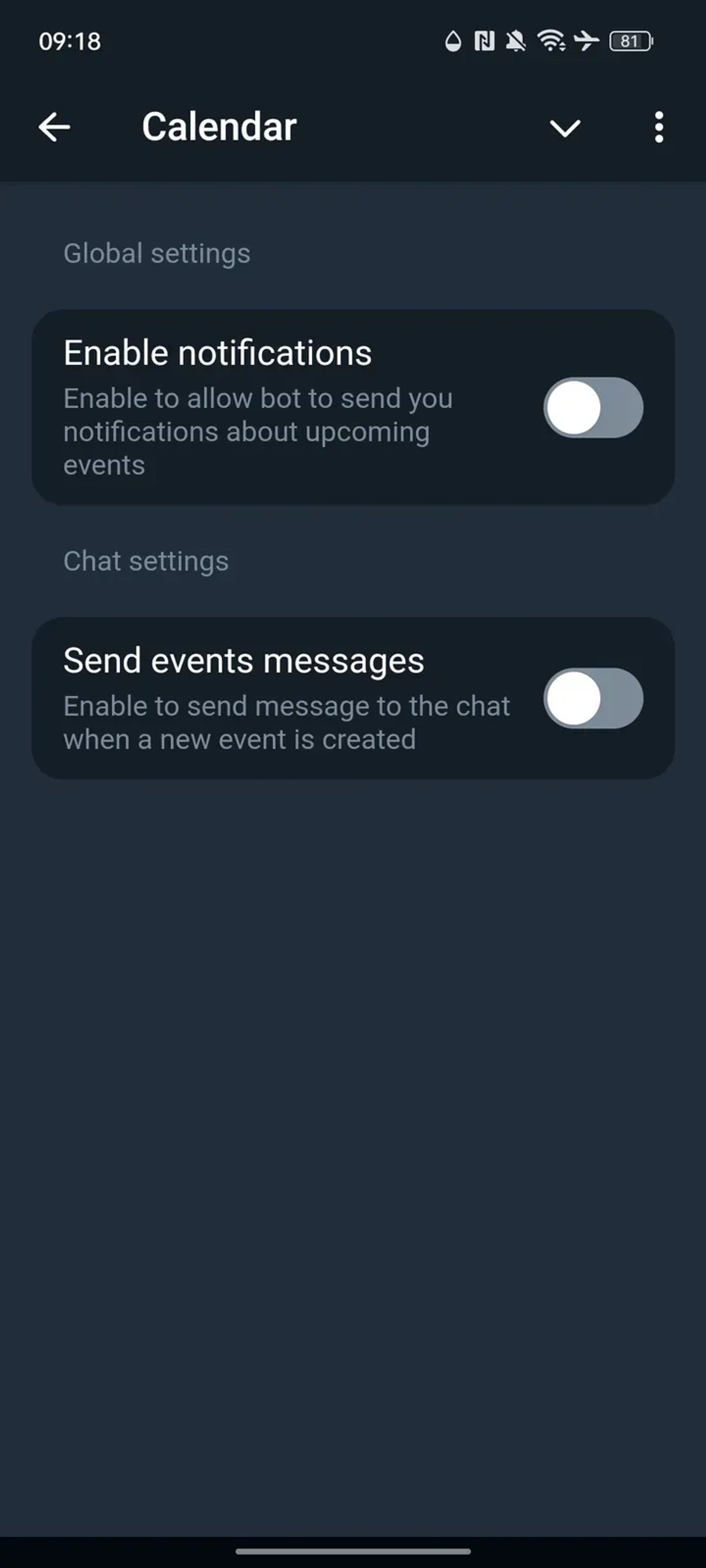 Calendar в Телеграм — скриншот 2