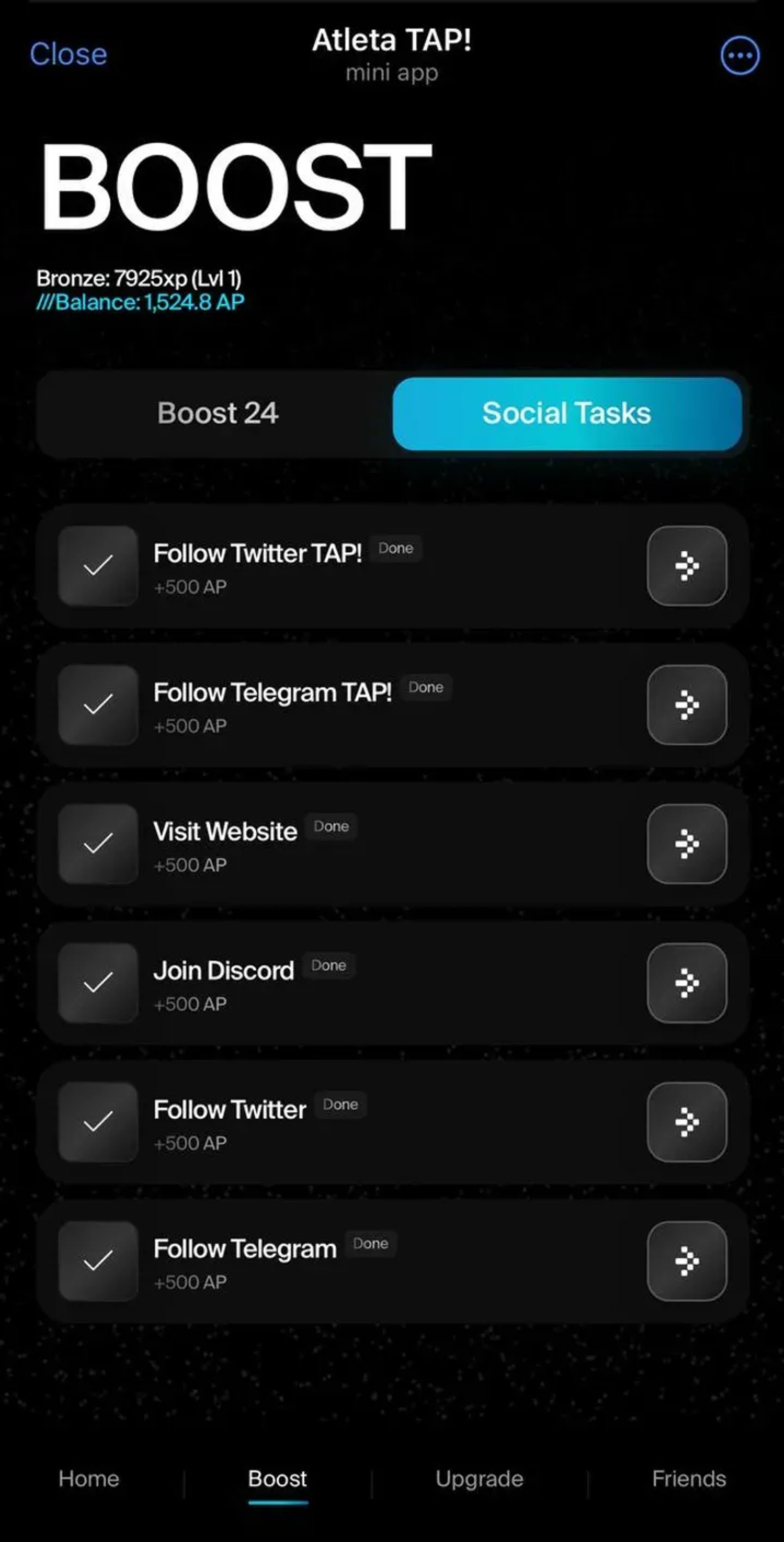 Atleta TAP! в Телеграм — скриншот 3