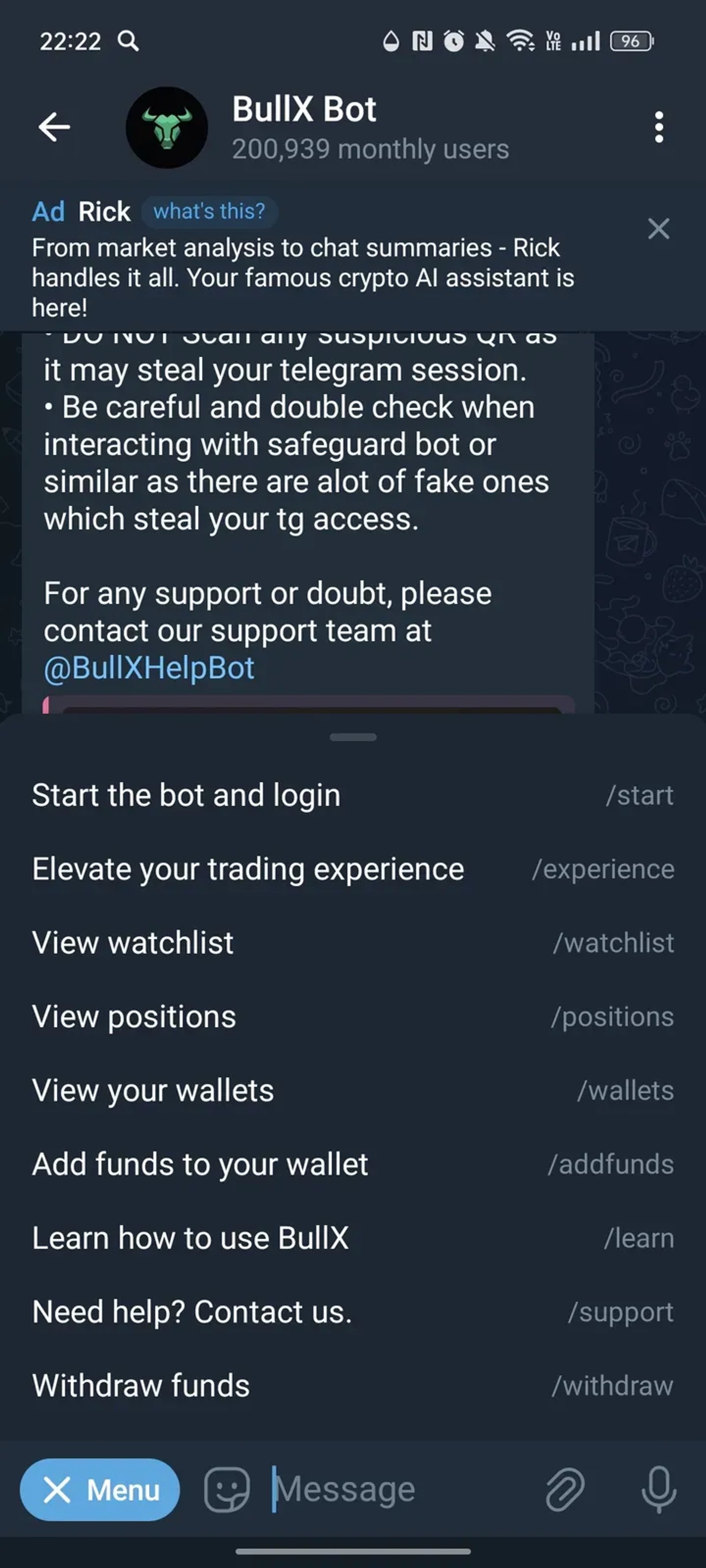 BullX Bot в Телеграм — скриншот 3