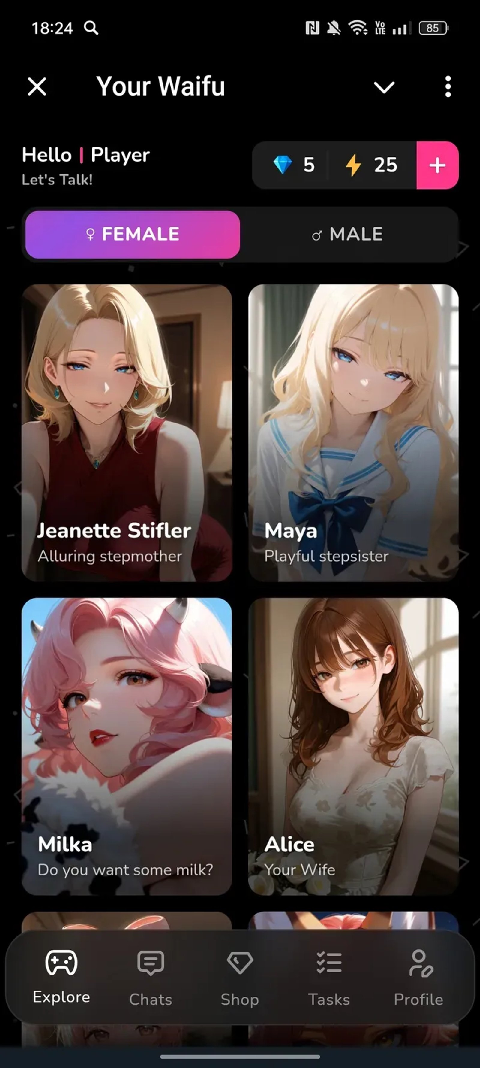 Your Waifu в Телеграм — скриншот 1