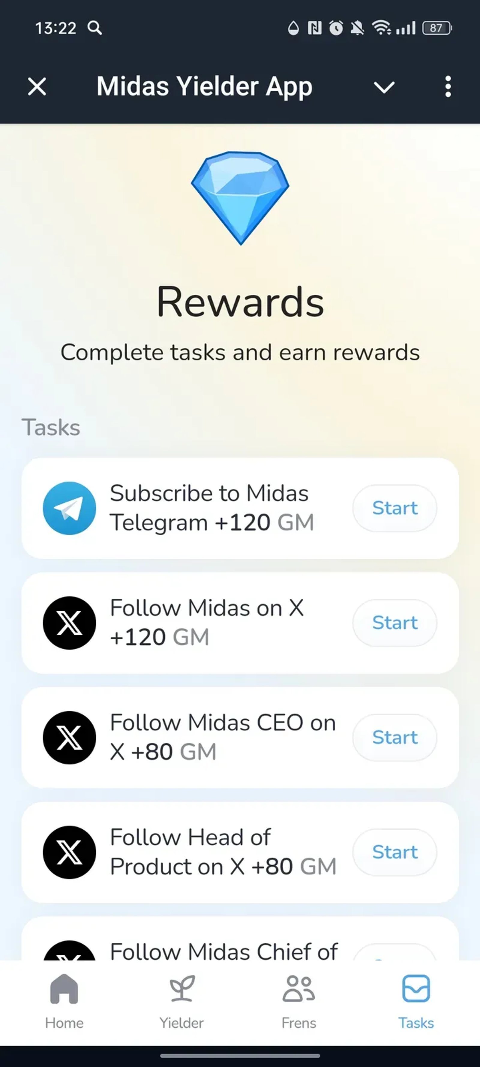 Midas Yielder App в Телеграм — скриншот 4