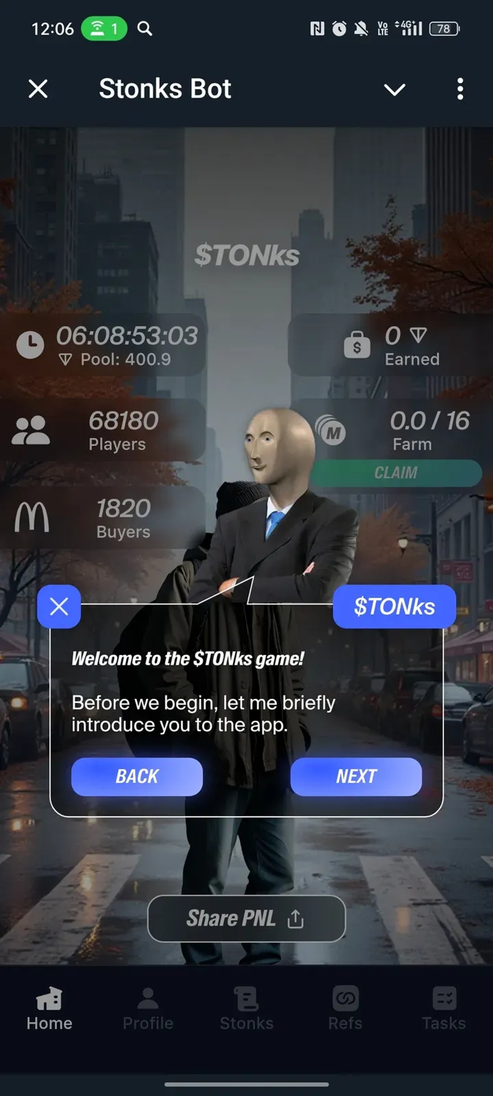 Stonks Bot в Телеграм — скриншот 1