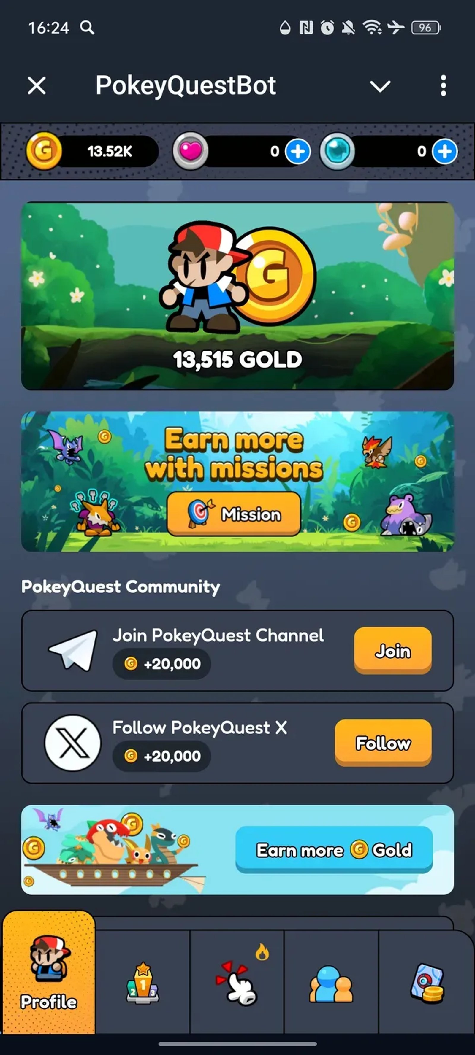 PokeyQuestBot в Телеграм — скриншот 1