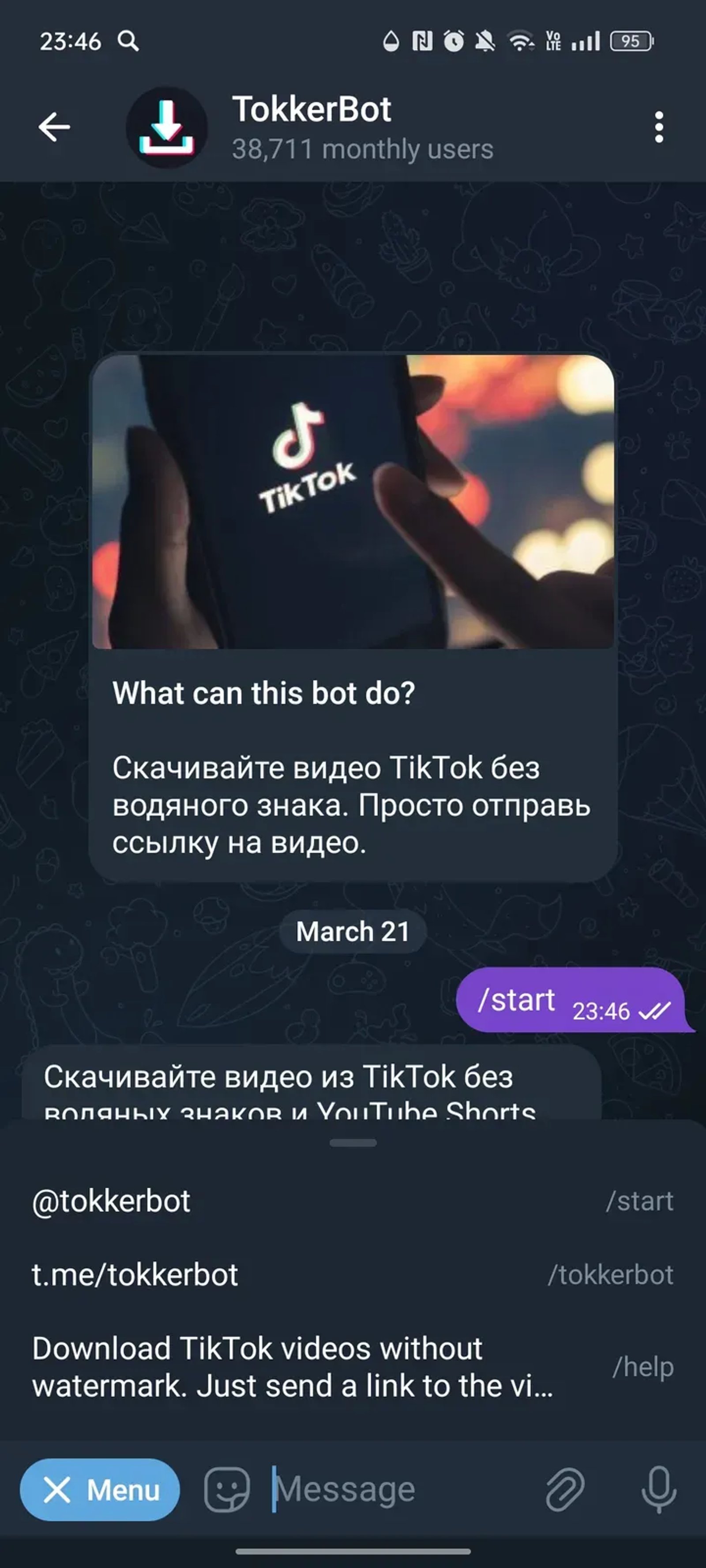 TokkerBot в Телеграм — скриншот 2