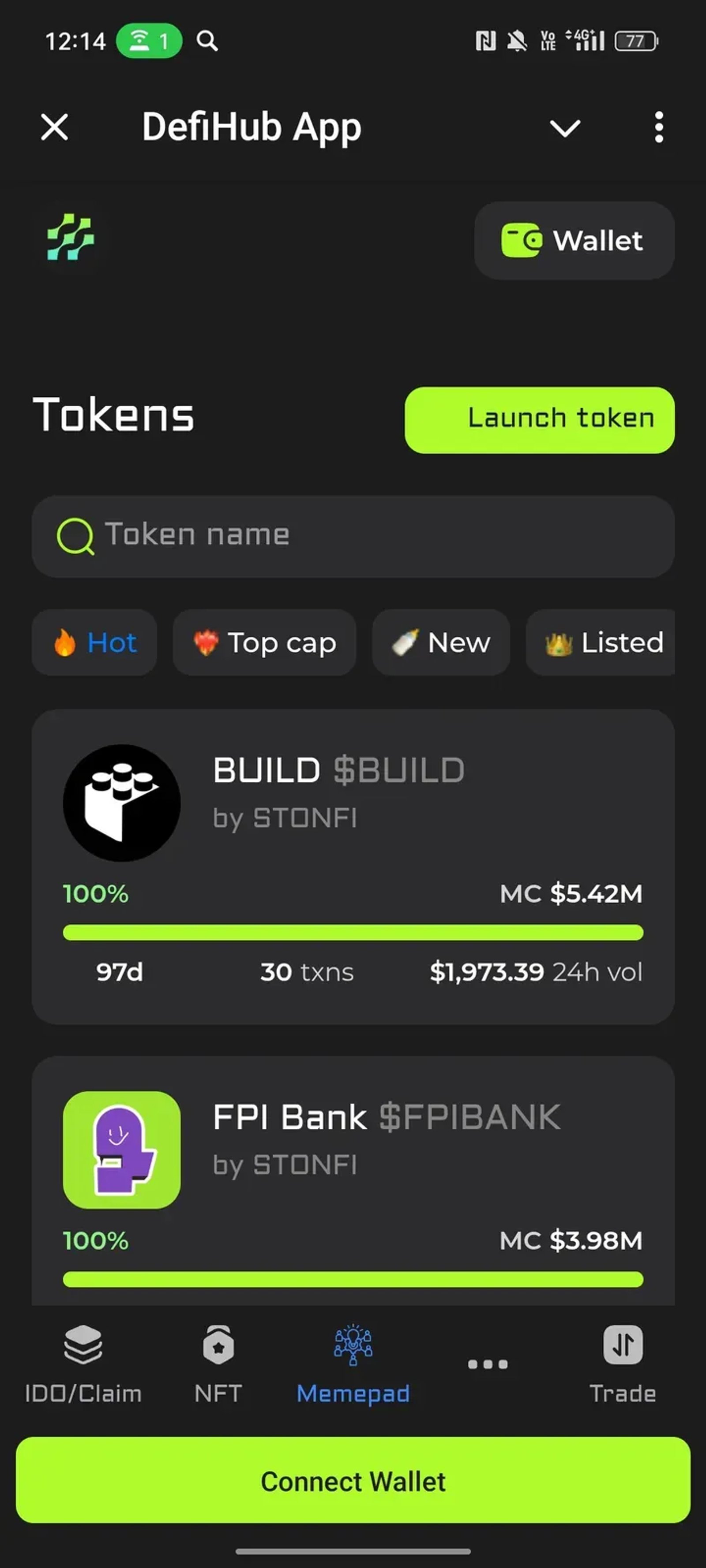 DefiHub App в Телеграм — скриншот 1