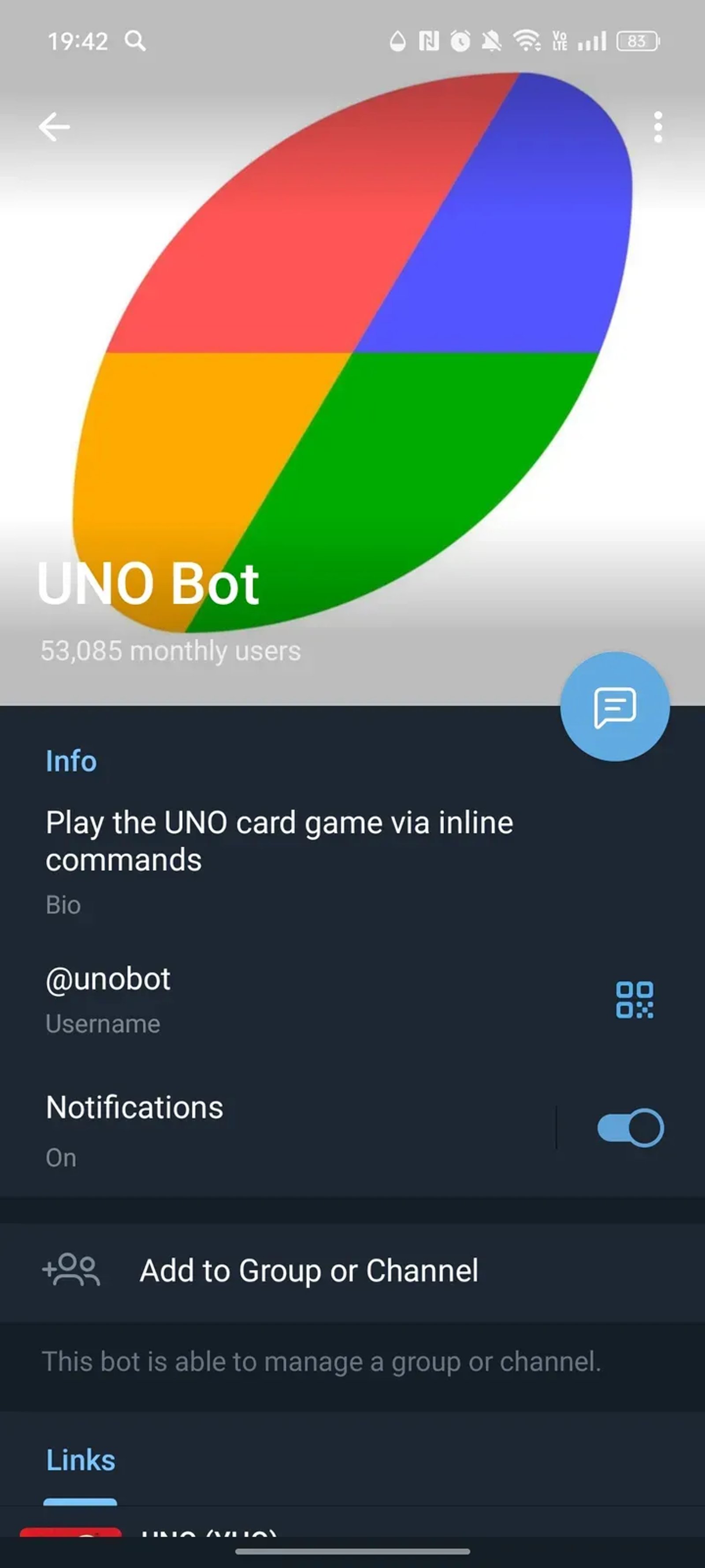 UNO Bot в Телеграм — скриншот 4