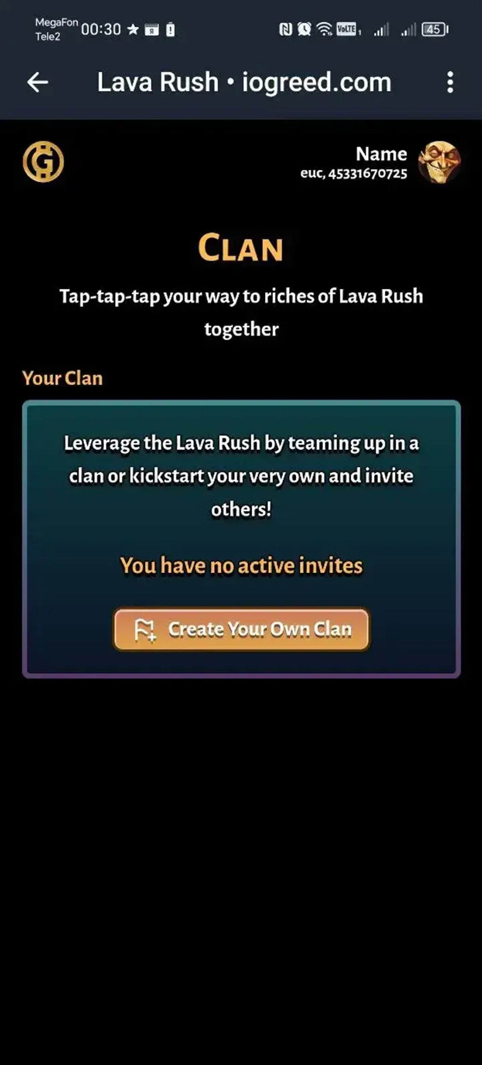 Lava Rush • iogreed.com в Телеграм — скриншот 1