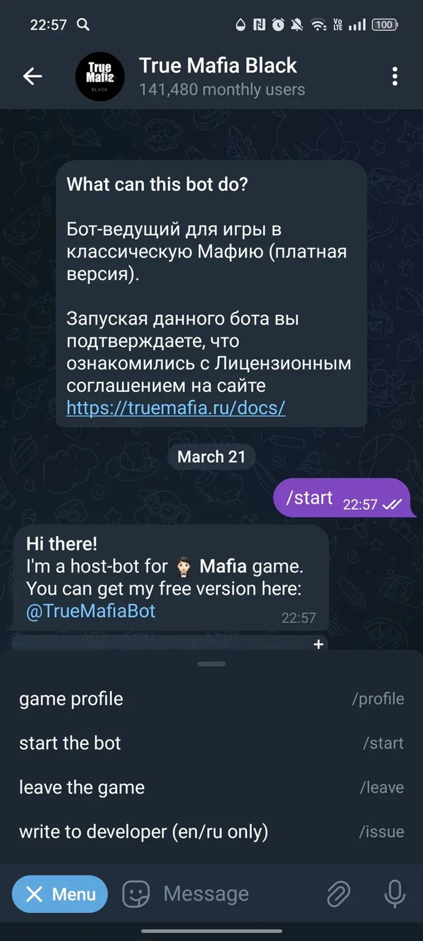 True Mafia Black в Телеграм — скриншот 4