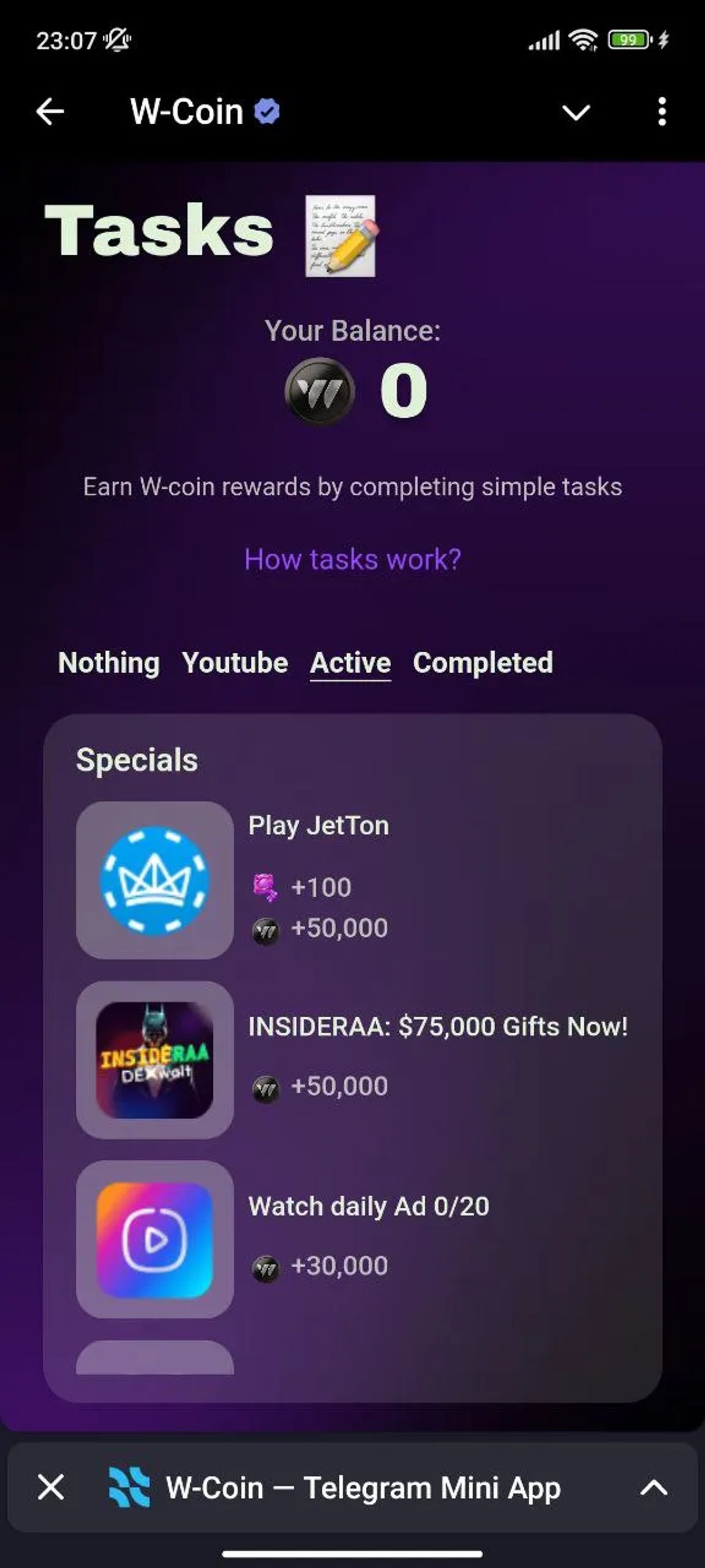W-Coin Задания