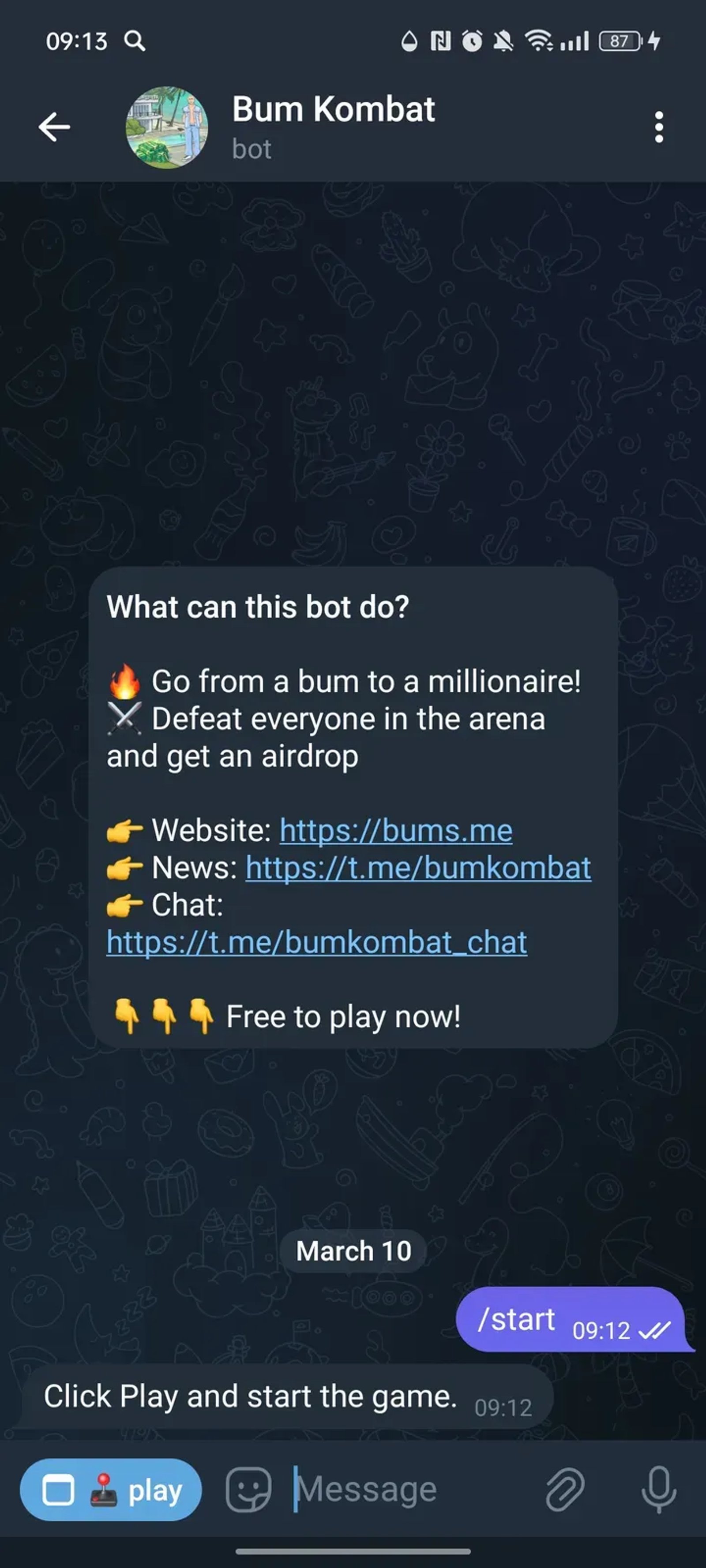 Bum Kombat в Телеграм — скриншот 4