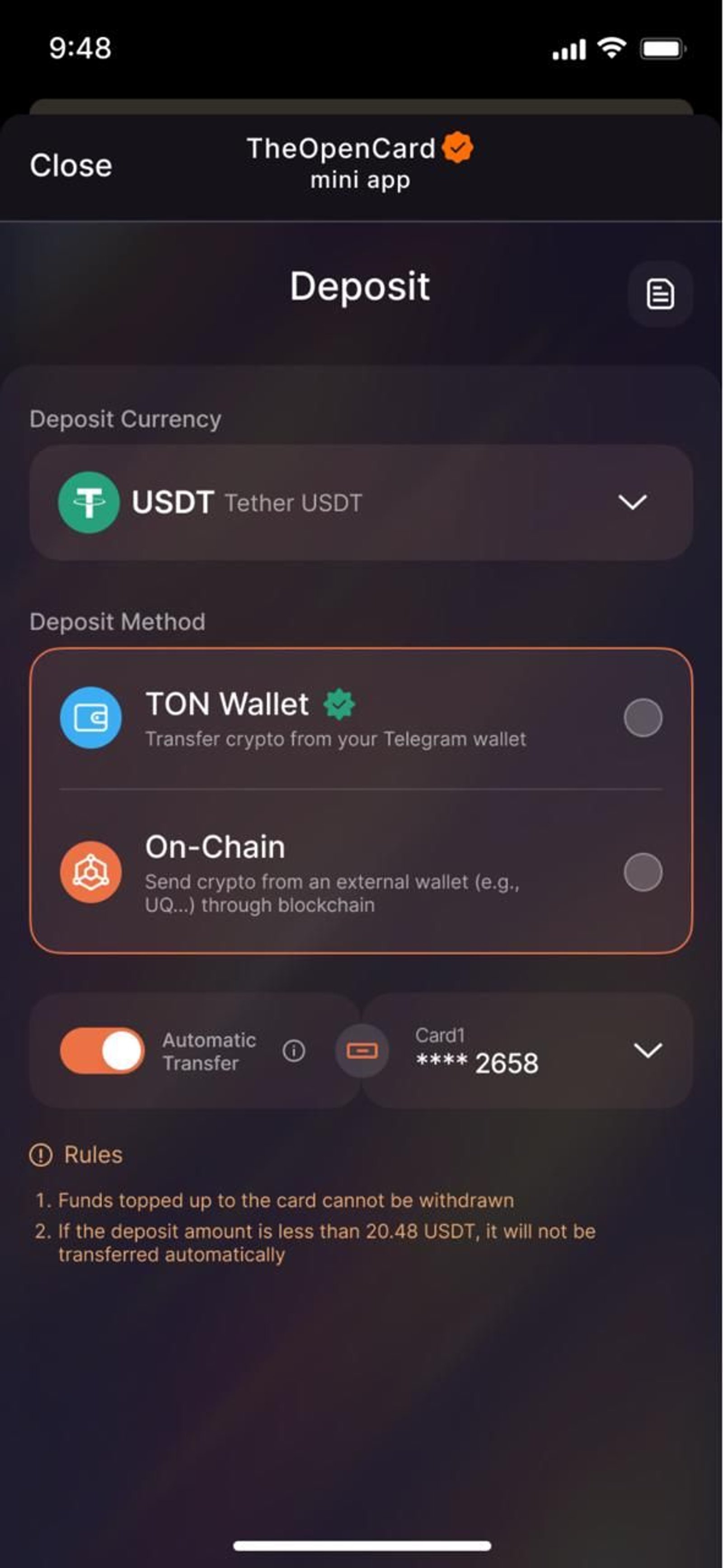 TheOpenCard Telegram Screenshot 5