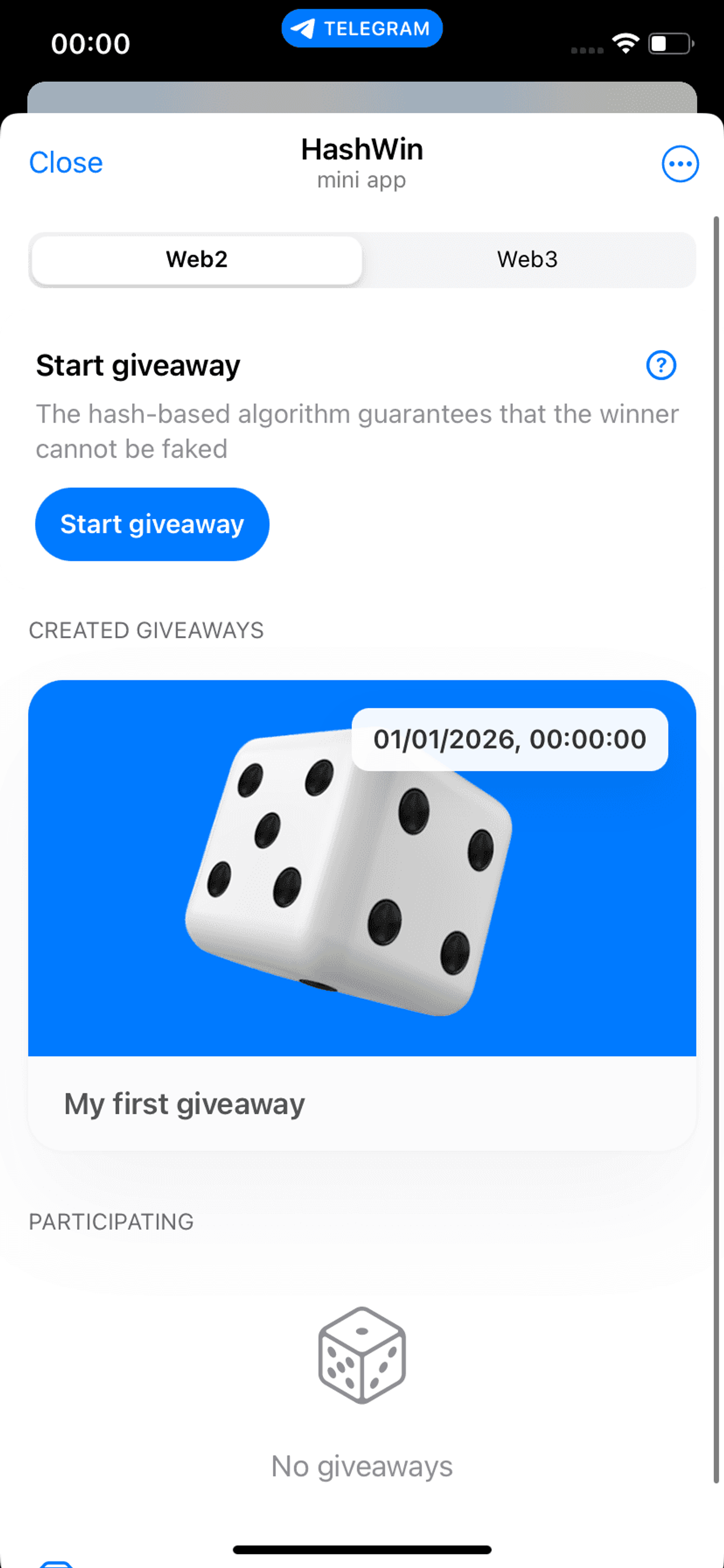 HashWin в Телеграм — скриншот 1