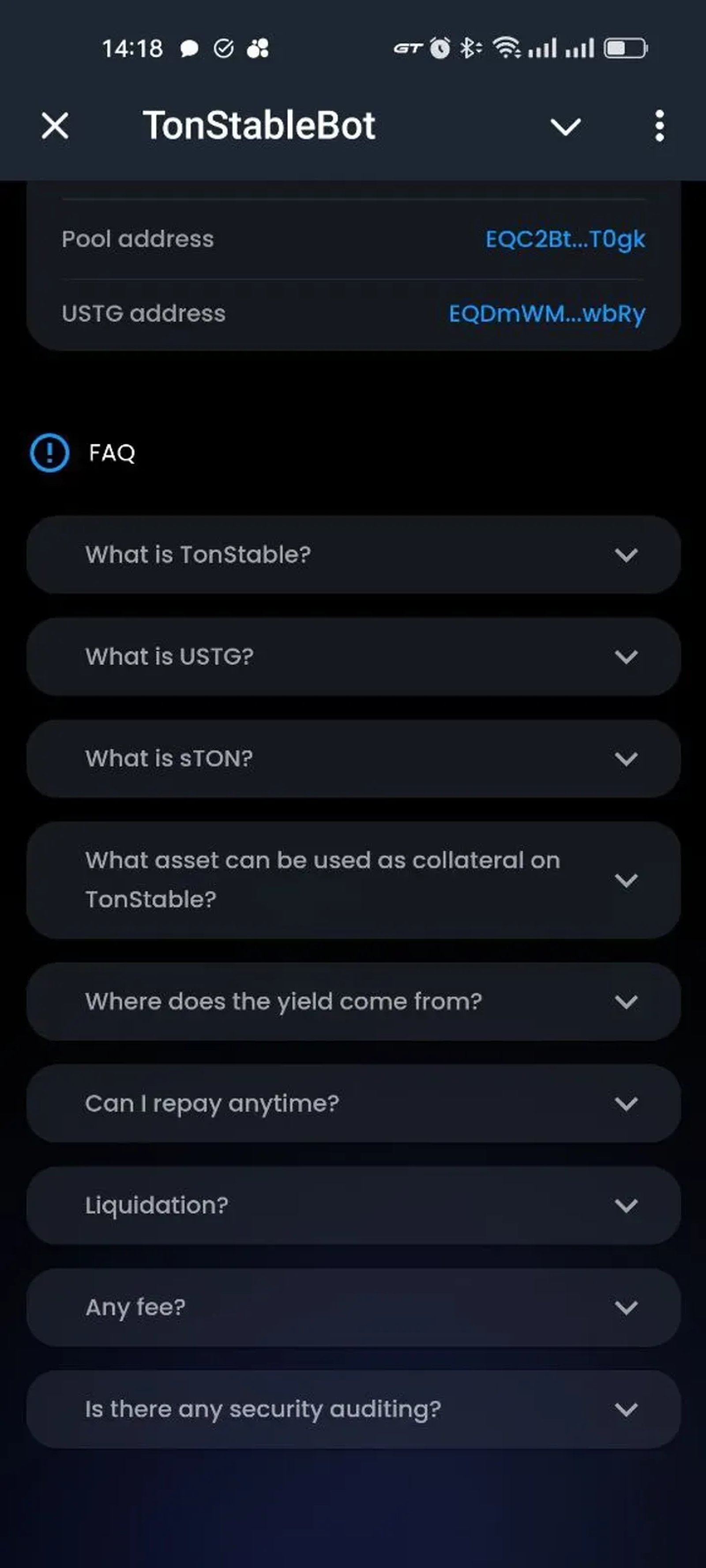 TonStableBot в Телеграм — скриншот 1