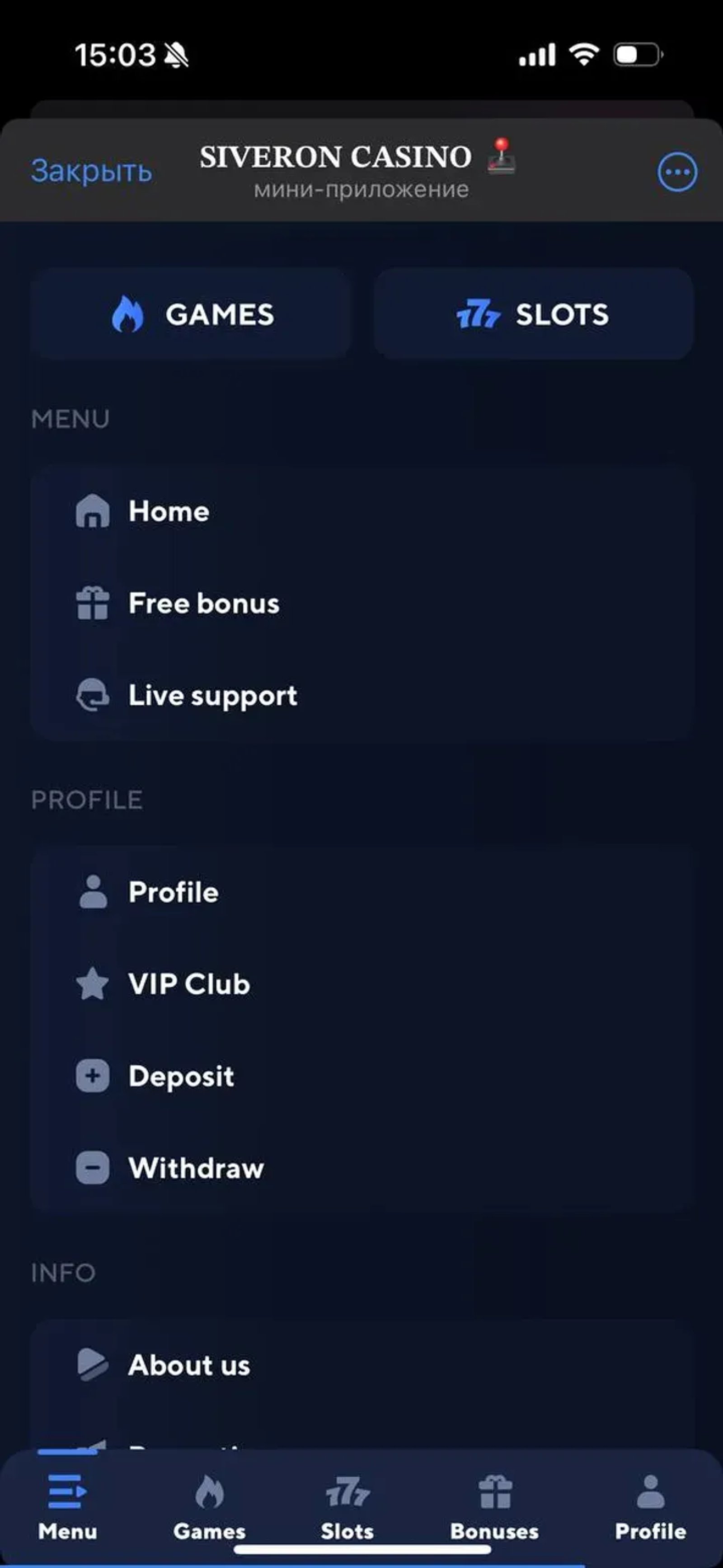 𝐒𝐈𝐕𝐄𝐑𝐎𝐍 𝐂𝐀𝐒𝐈𝐍𝐎 🕹 в Телеграм — скриншот 5