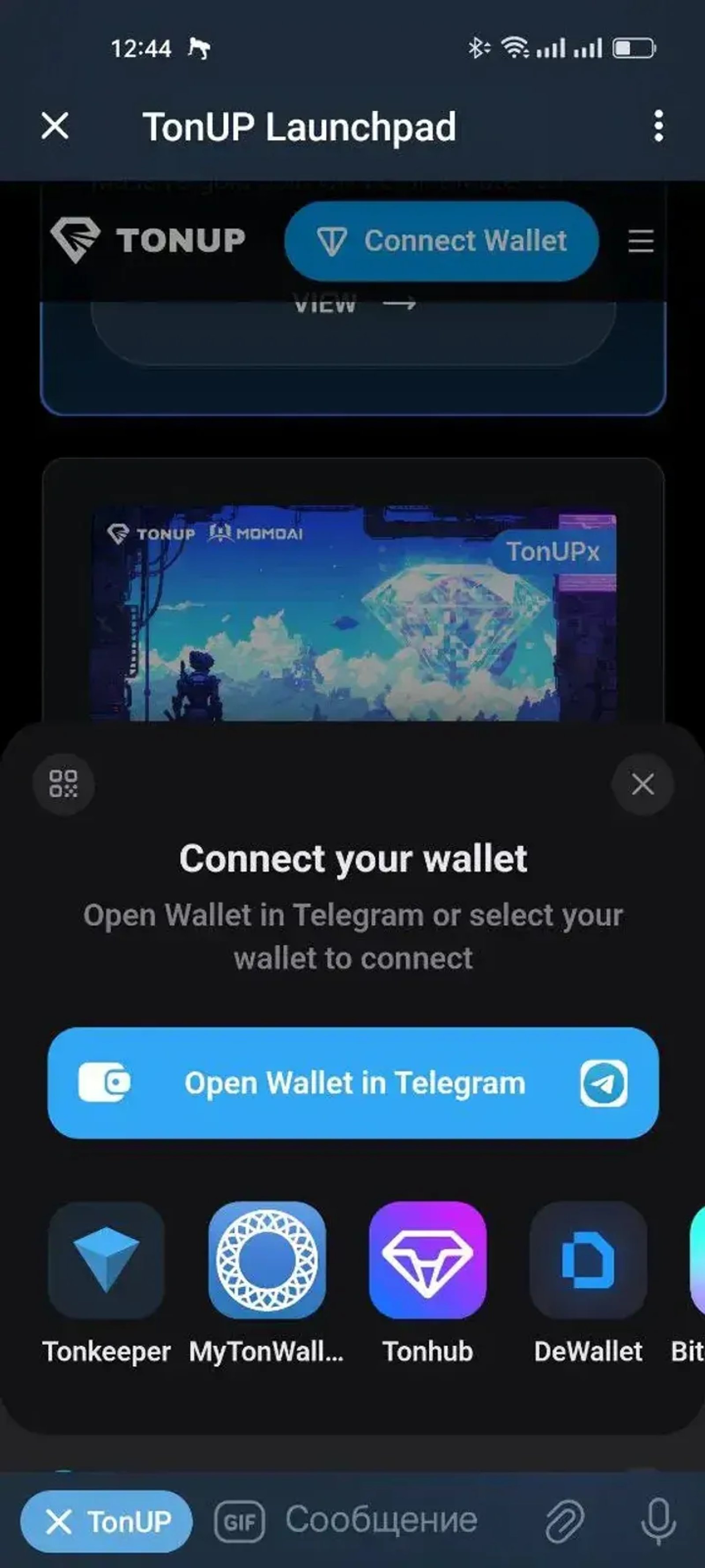 TonUP Launchpad в Телеграм — скриншот 3