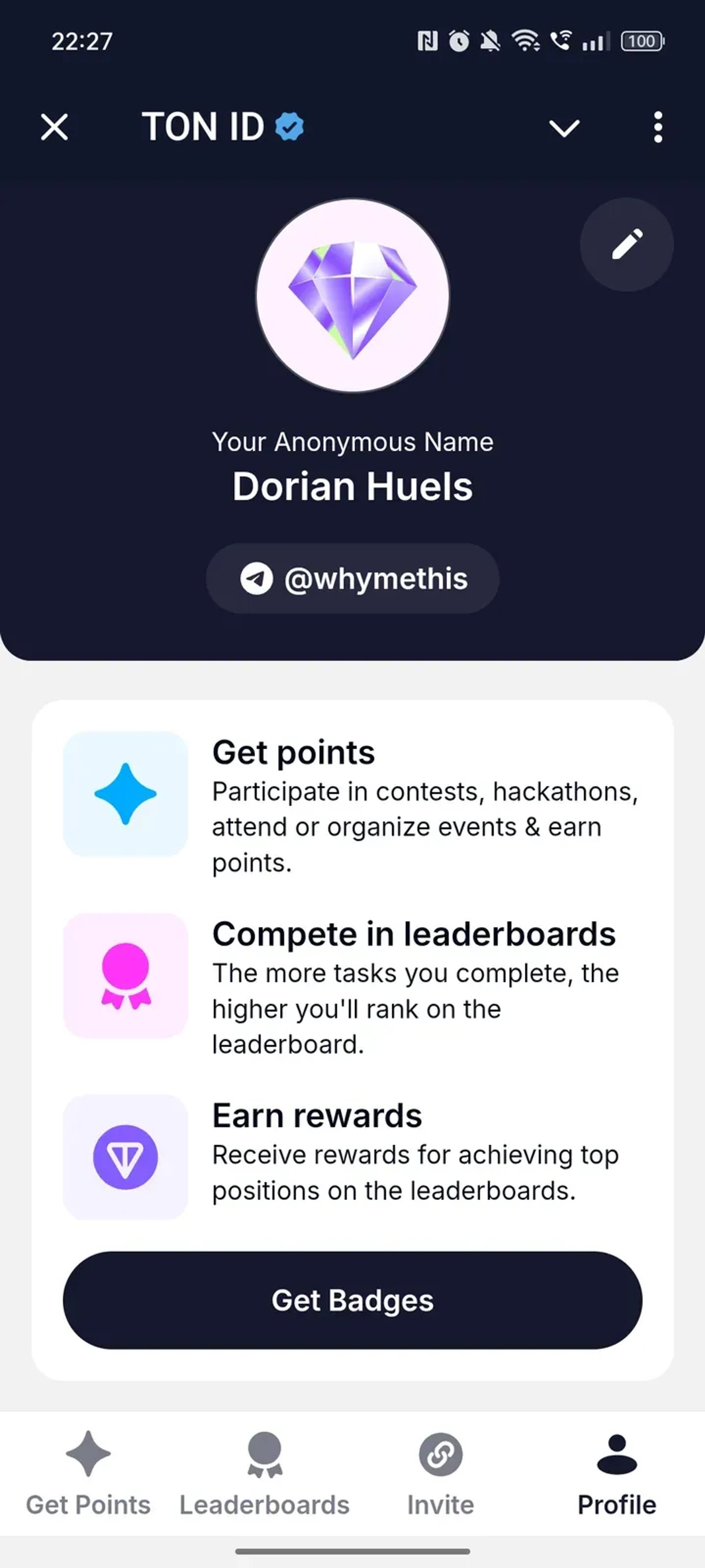 TON ID в Телеграм — скриншот 1